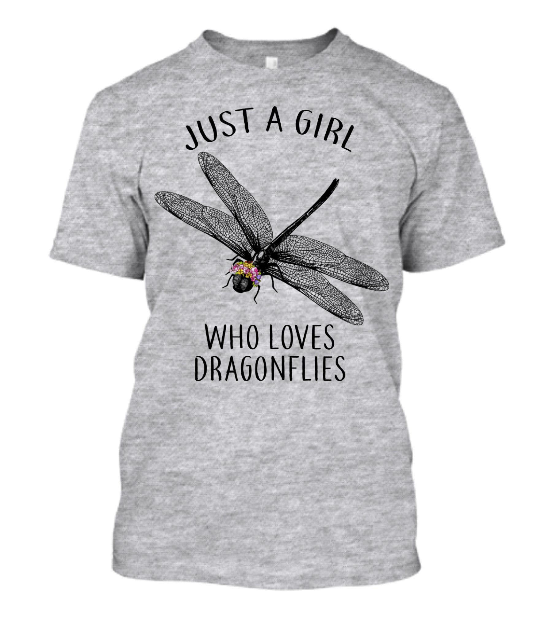 Just A Girl Who Loves Dragonflies Floral Adorned Insect T-Shirt
