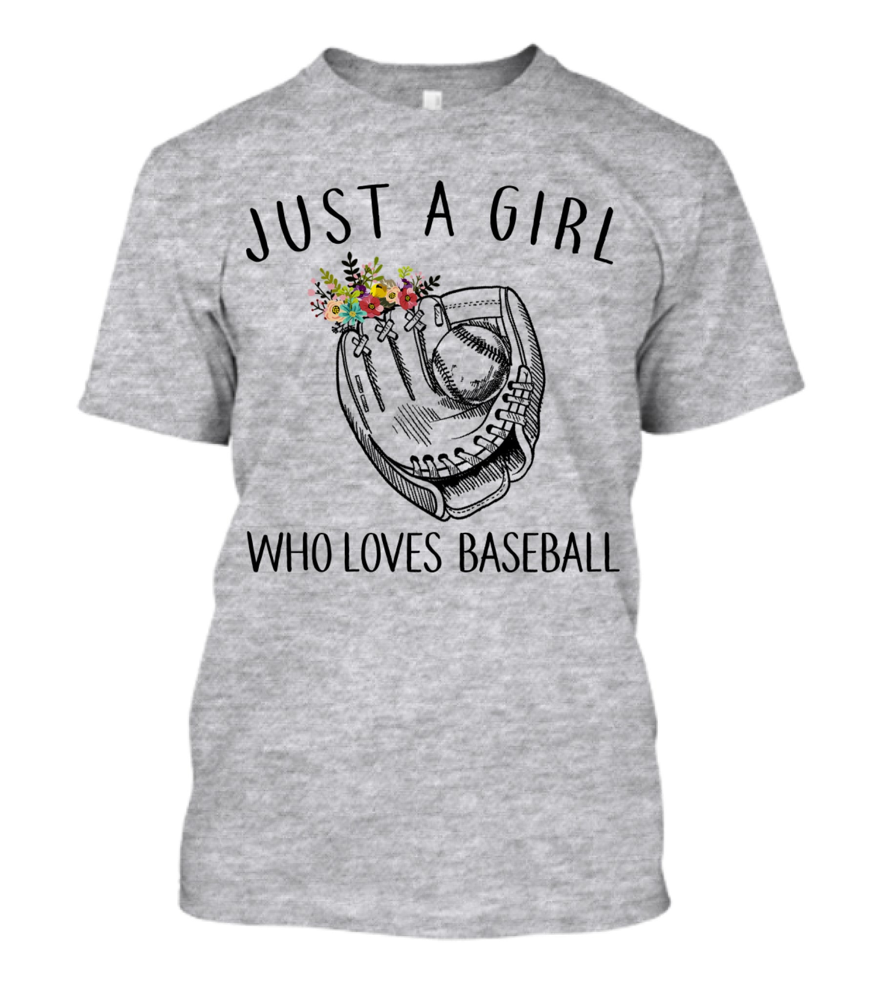 Just A Girl Who Loves Baseball Floral Glove T-Shirt