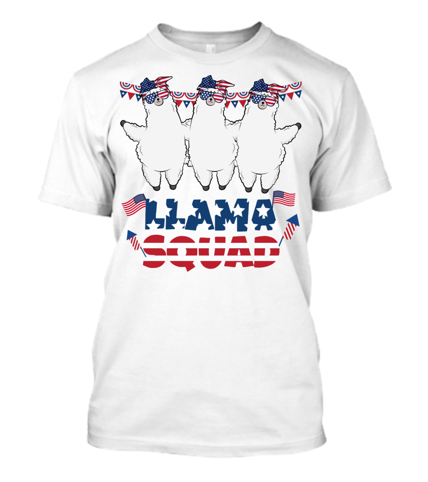 Llama Squad American Flag Bandana And Sunglasses T-Shirt