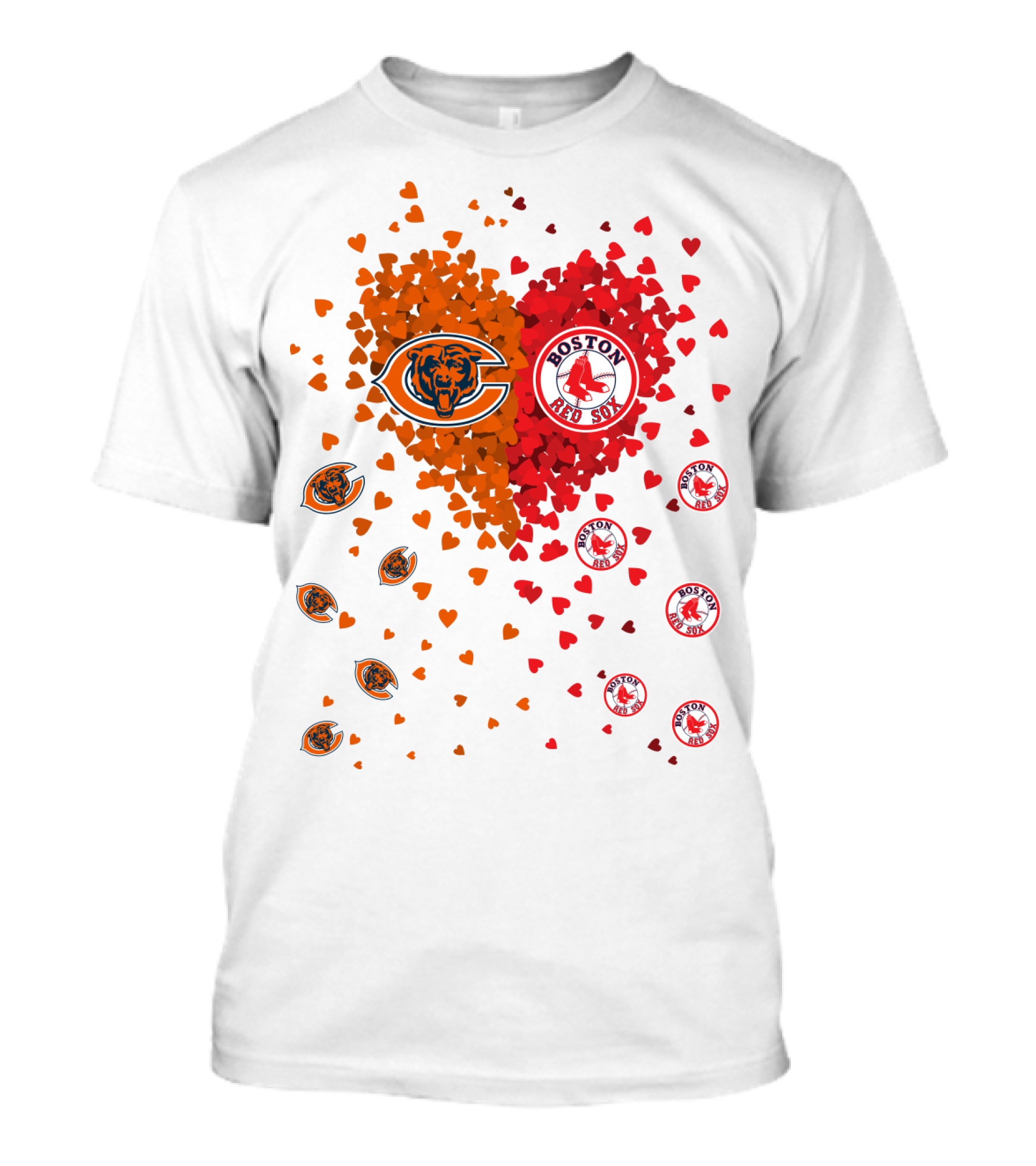 Chicago Bears Boston Red Sox Heart Blend T-Shirt