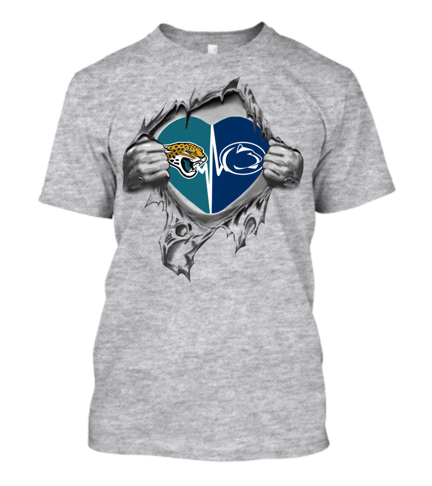 Jacksonville Jaguars Penn State Heart Logo Fusion T-Shirt