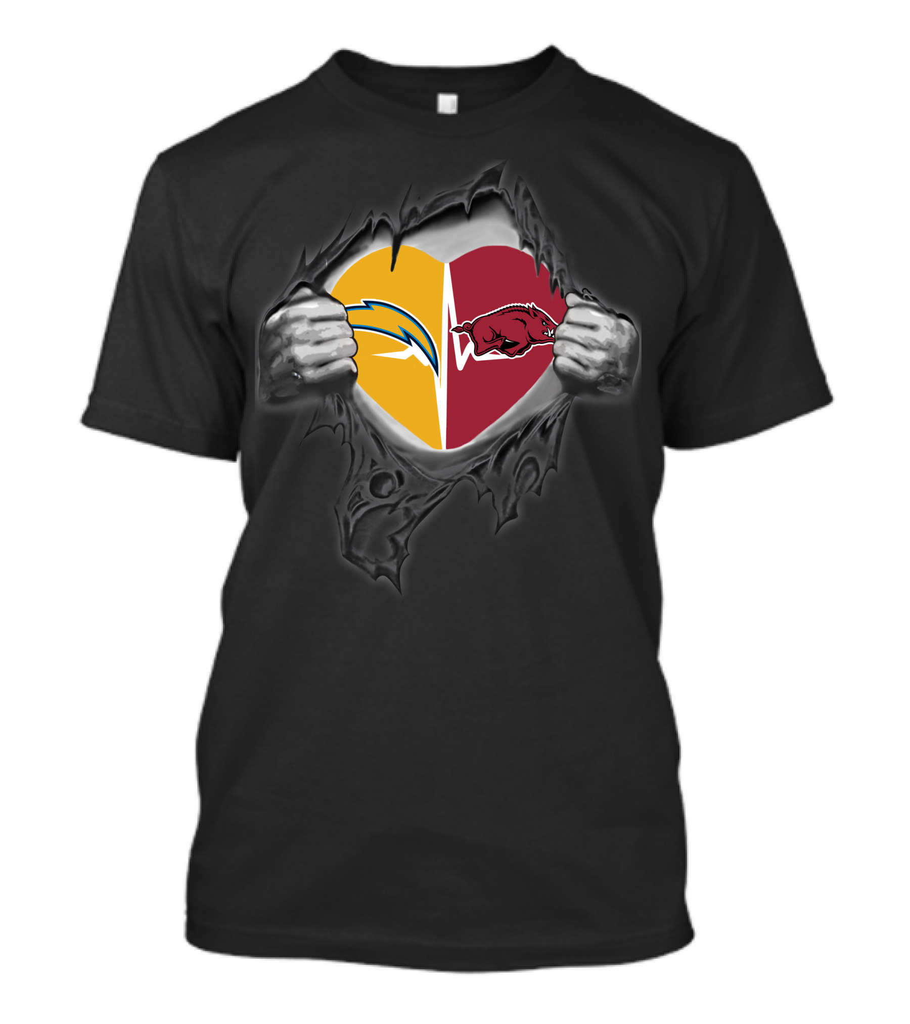 Los Angeles Chargers Arkansas Razorbacks Heart T-Shirt
