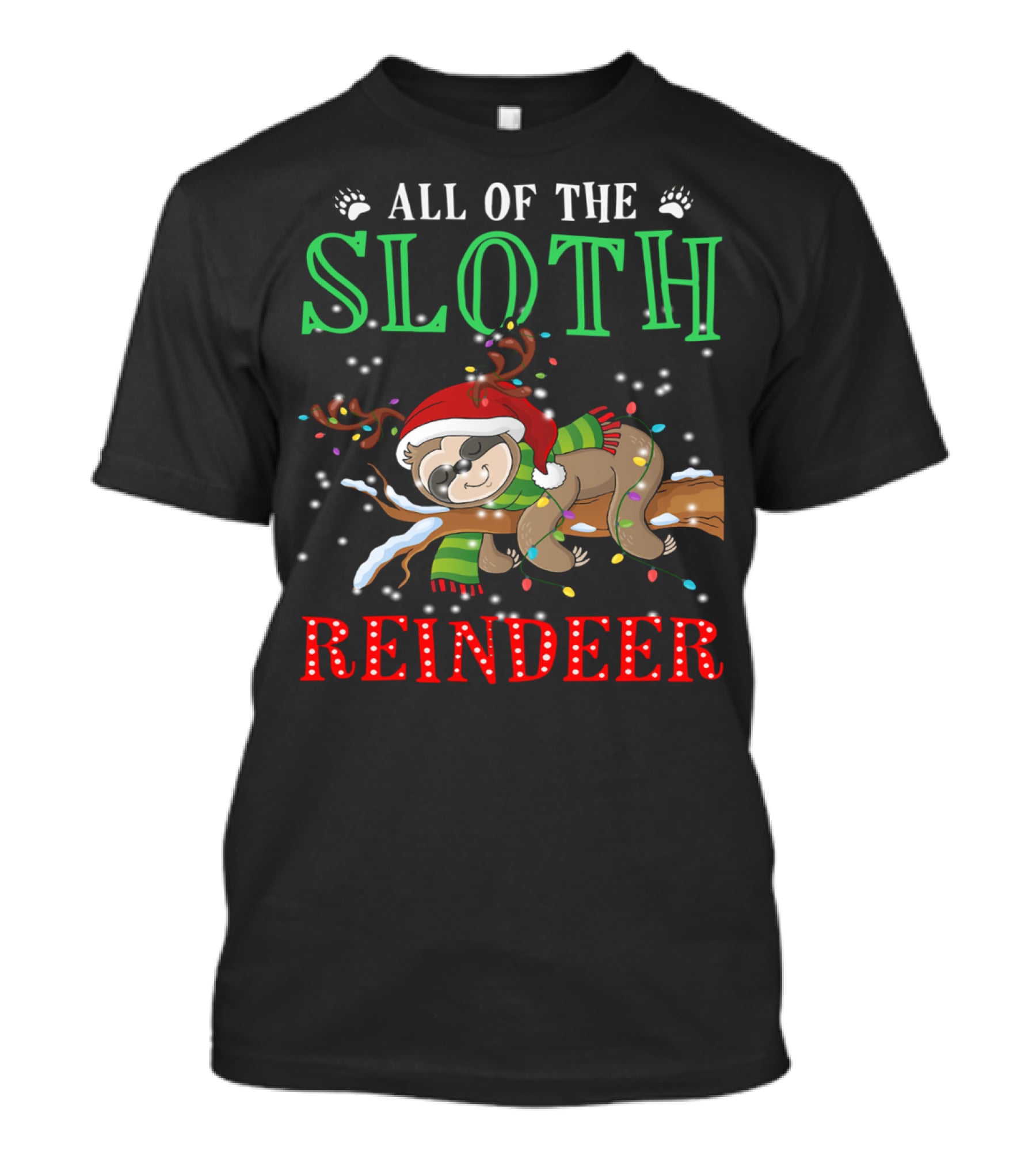All Of The Sloth Reindeer Christmas Lights Holiday Pajama T-Shirt