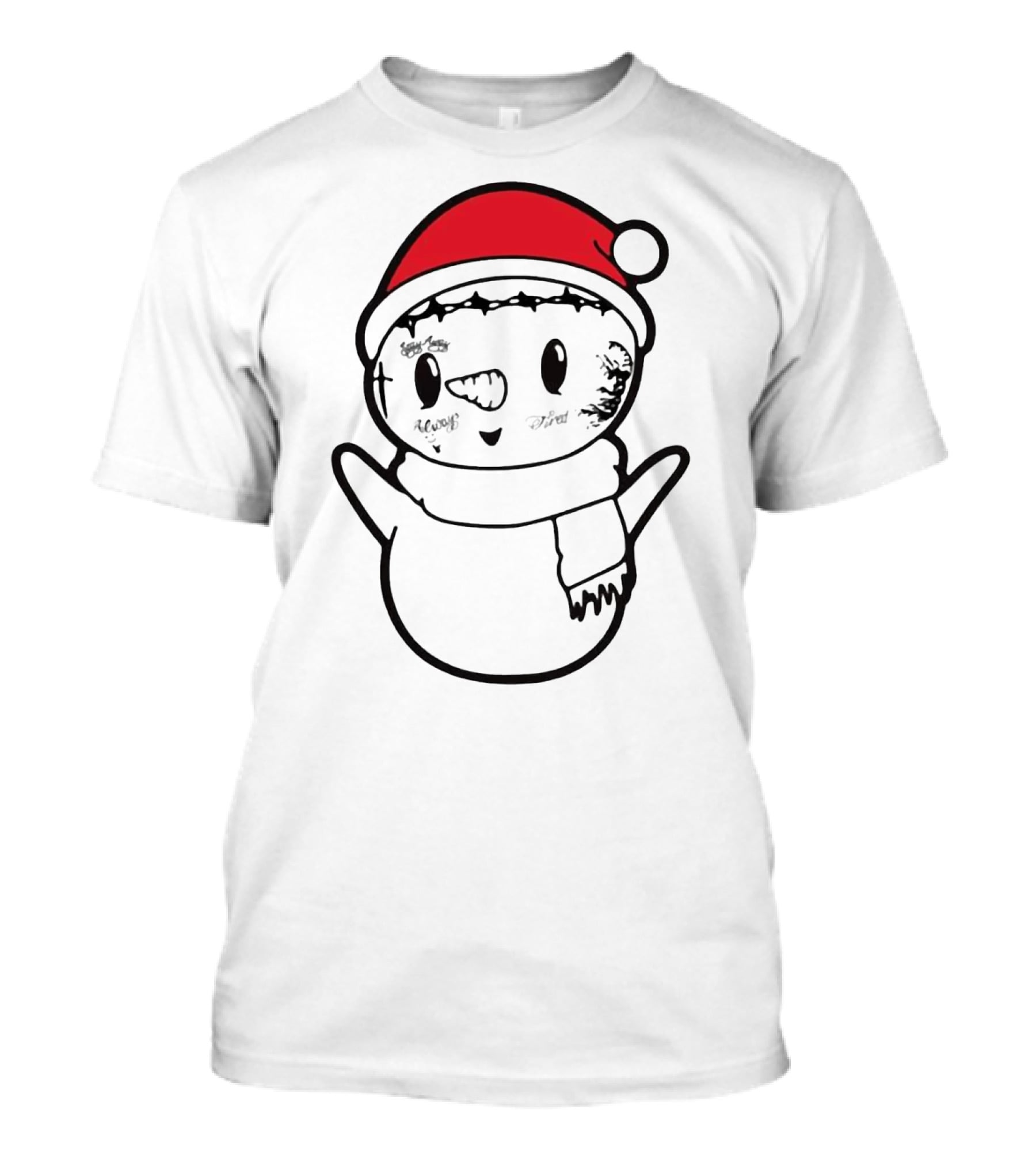 Post Malone Snowman Christmas Santa Tattoo Face T-Shirt