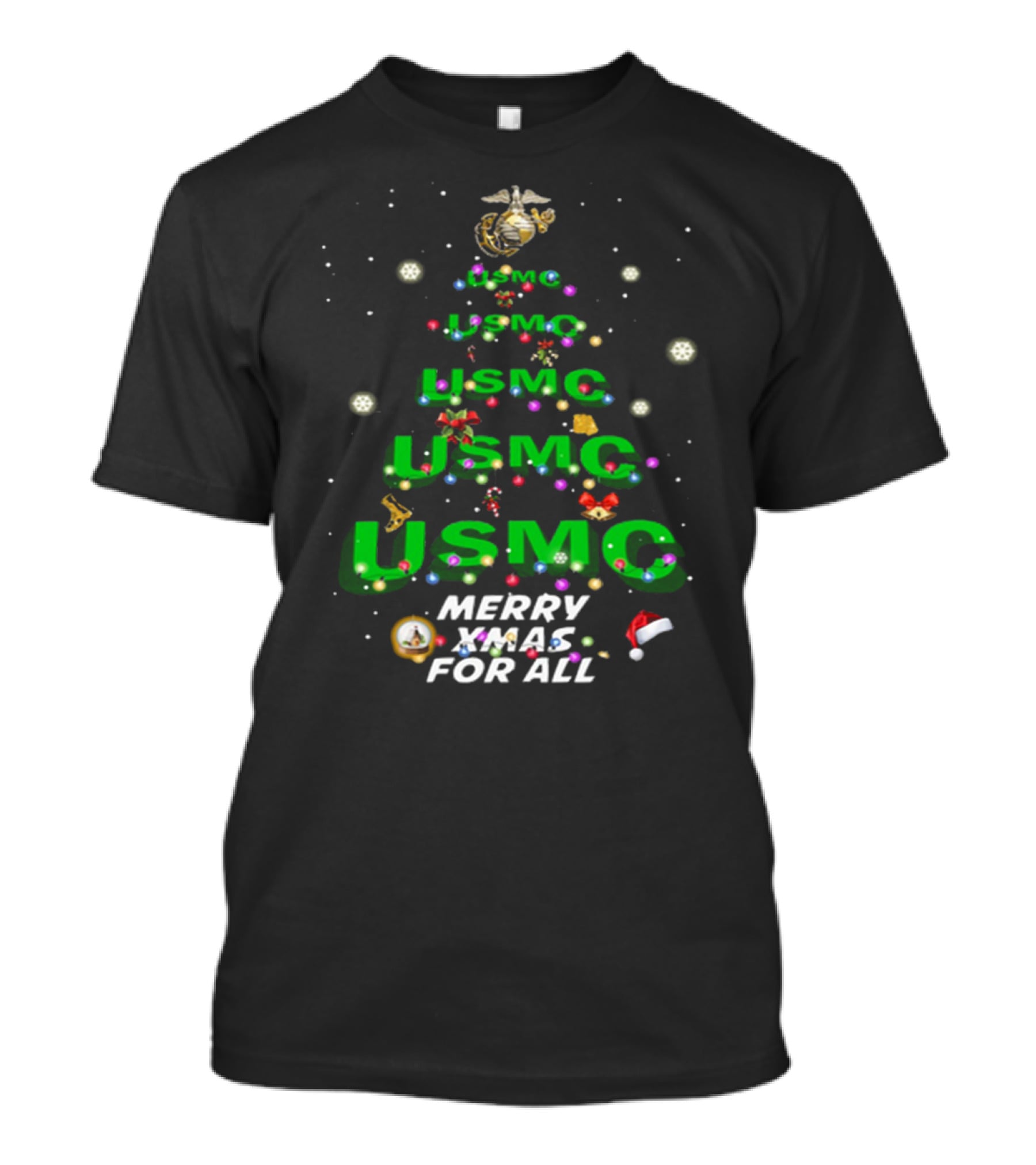 USMC Merry XMas For All Christmas Tree Ornaments Snowflakes T-Shirt
