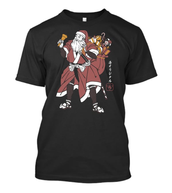 Samurai Santa Claus With Katana And Gift Bag T-Shirt