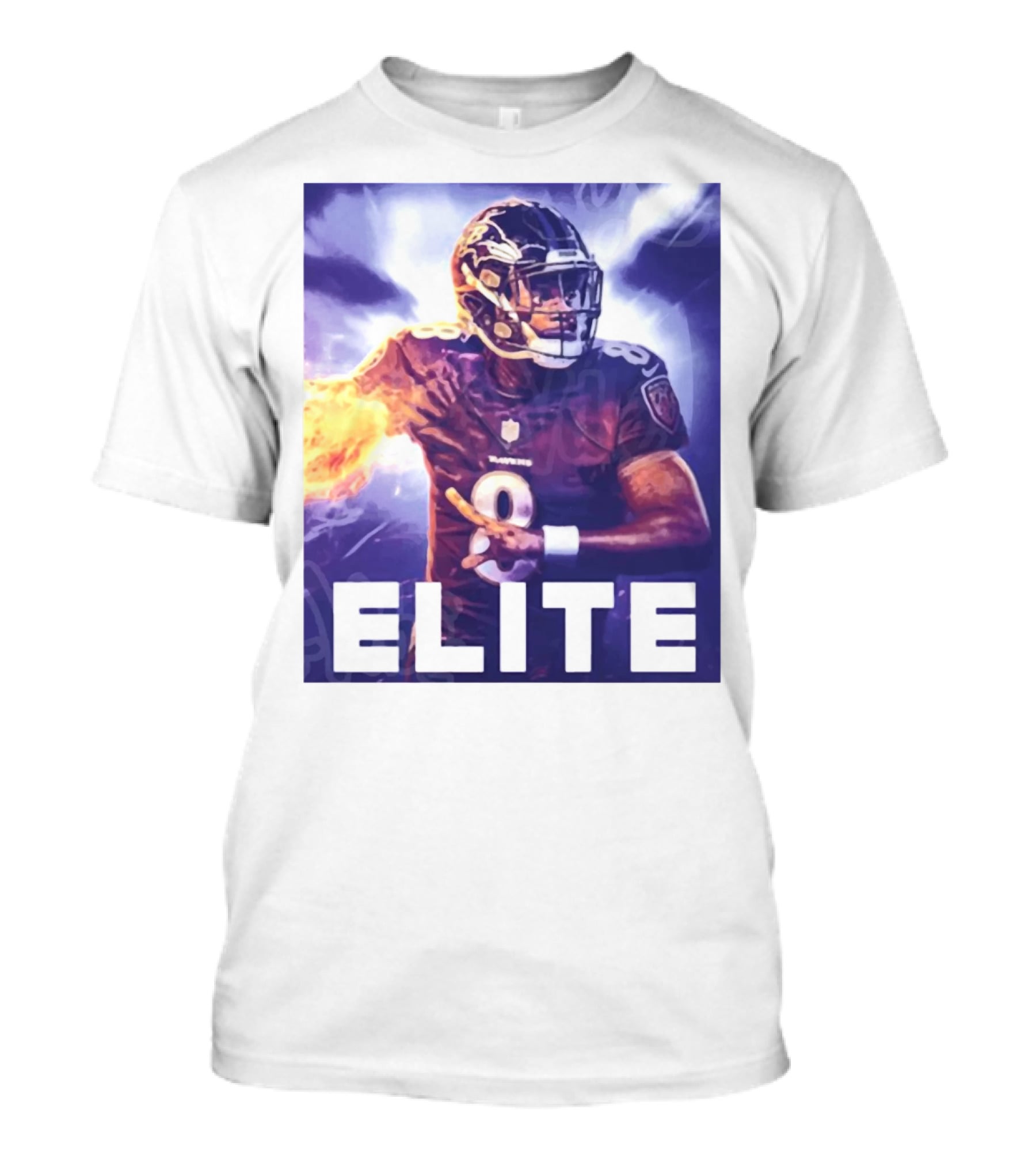 Lamar Jackson Ravens Elite 8 Fiery Action NFL Football T-Shirt