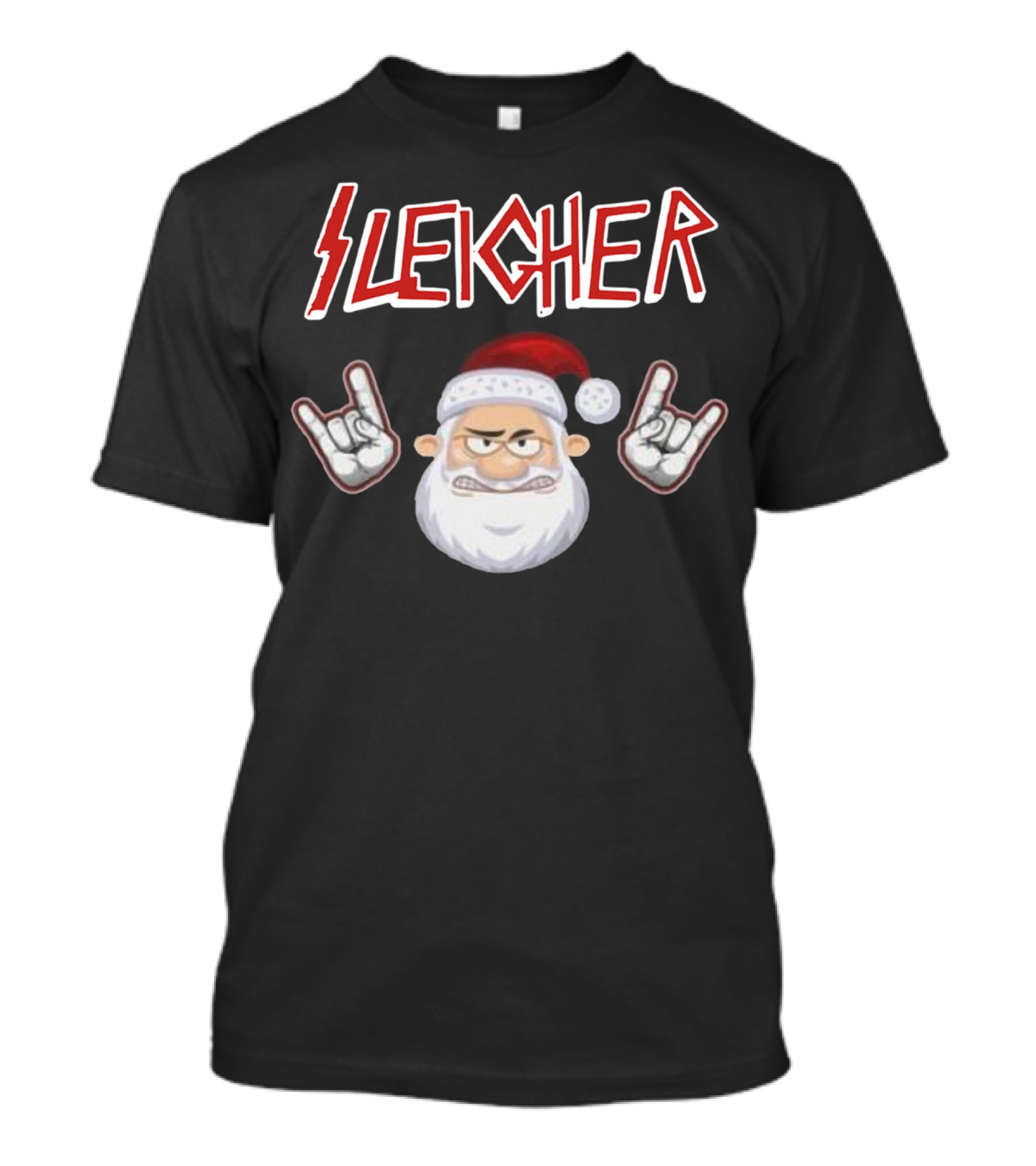Santa Sleicher Christmas Rock Santa T-Shirt