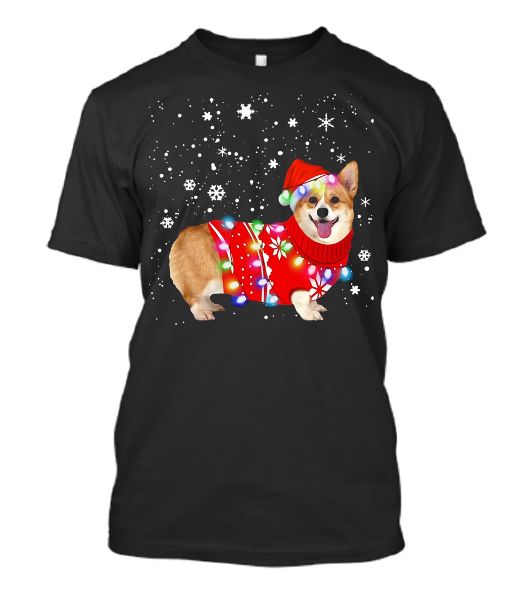 Corgi Lovely Christmas Light Snowflake Holiday T-Shirt