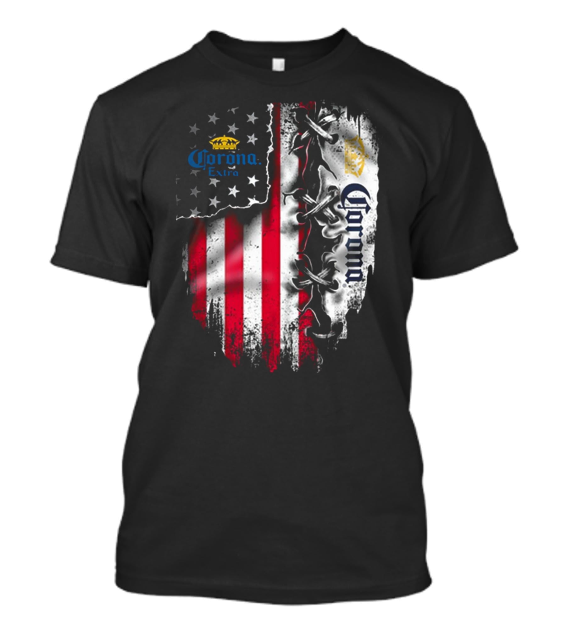 Corona Extra American Flag Fusion With Eagle And Stars T-Shirt