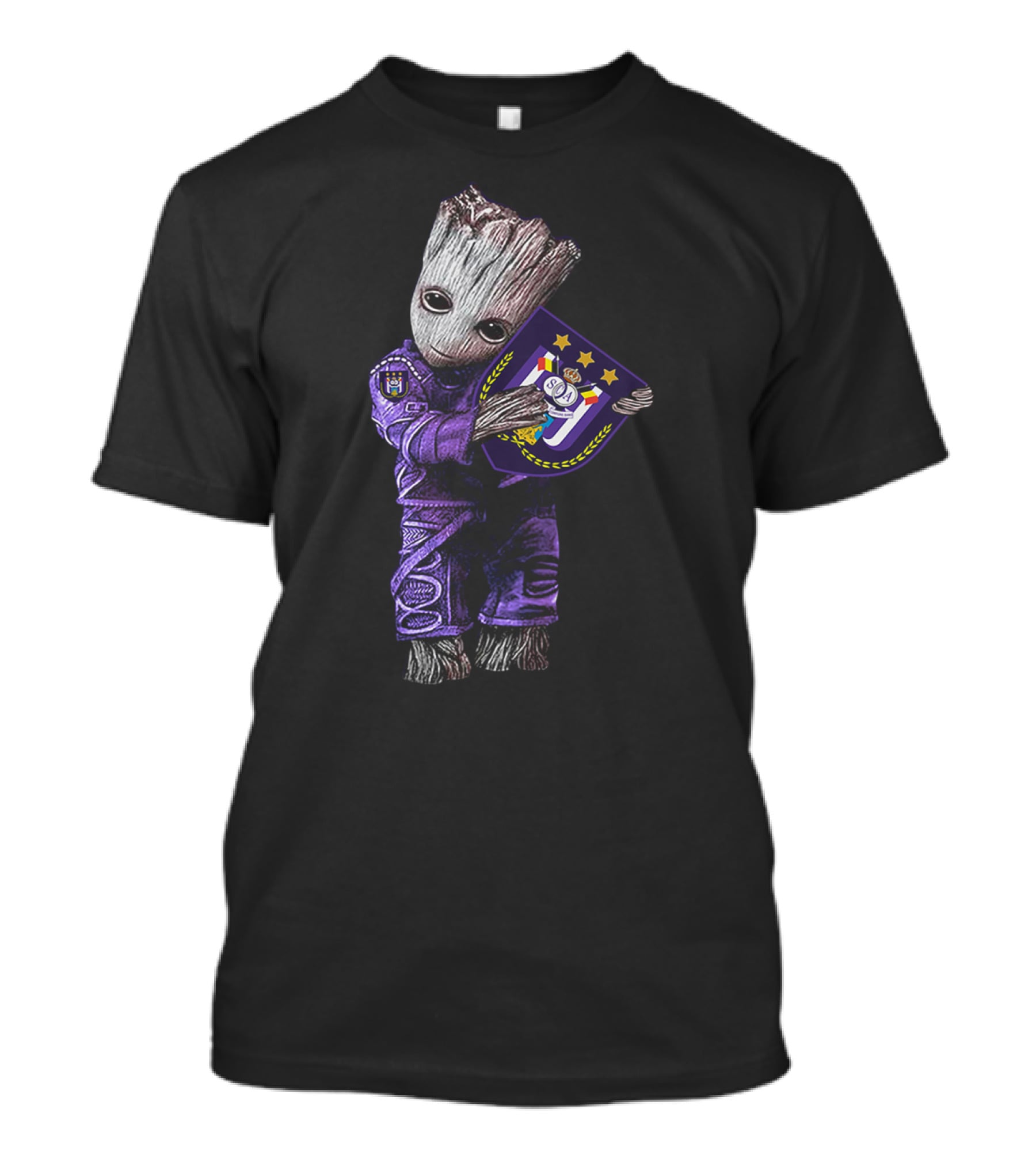 Baby Groot Hugging R.S.C. Anderlecht Emblem T-Shirt