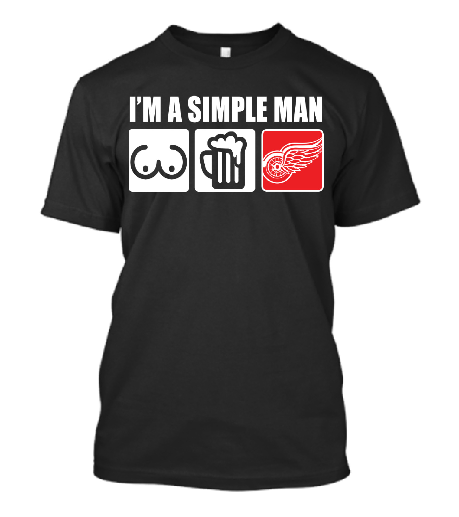 I'M A SIMPLE MAN REDWINGS BEER FANS T-Shirt