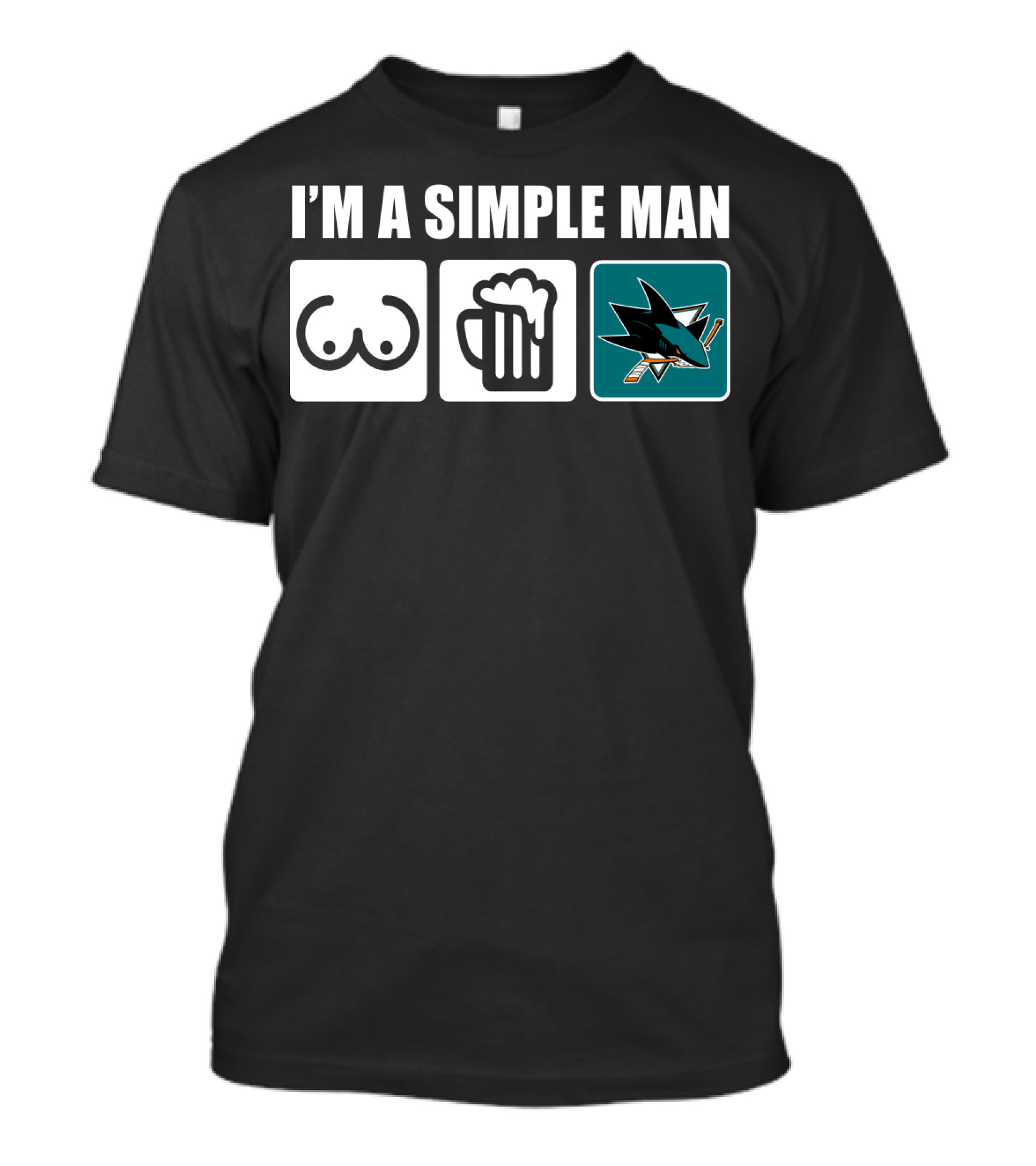 I'M A SIMPLE MAN SHARKS BEER HOCKEY T-Shirt