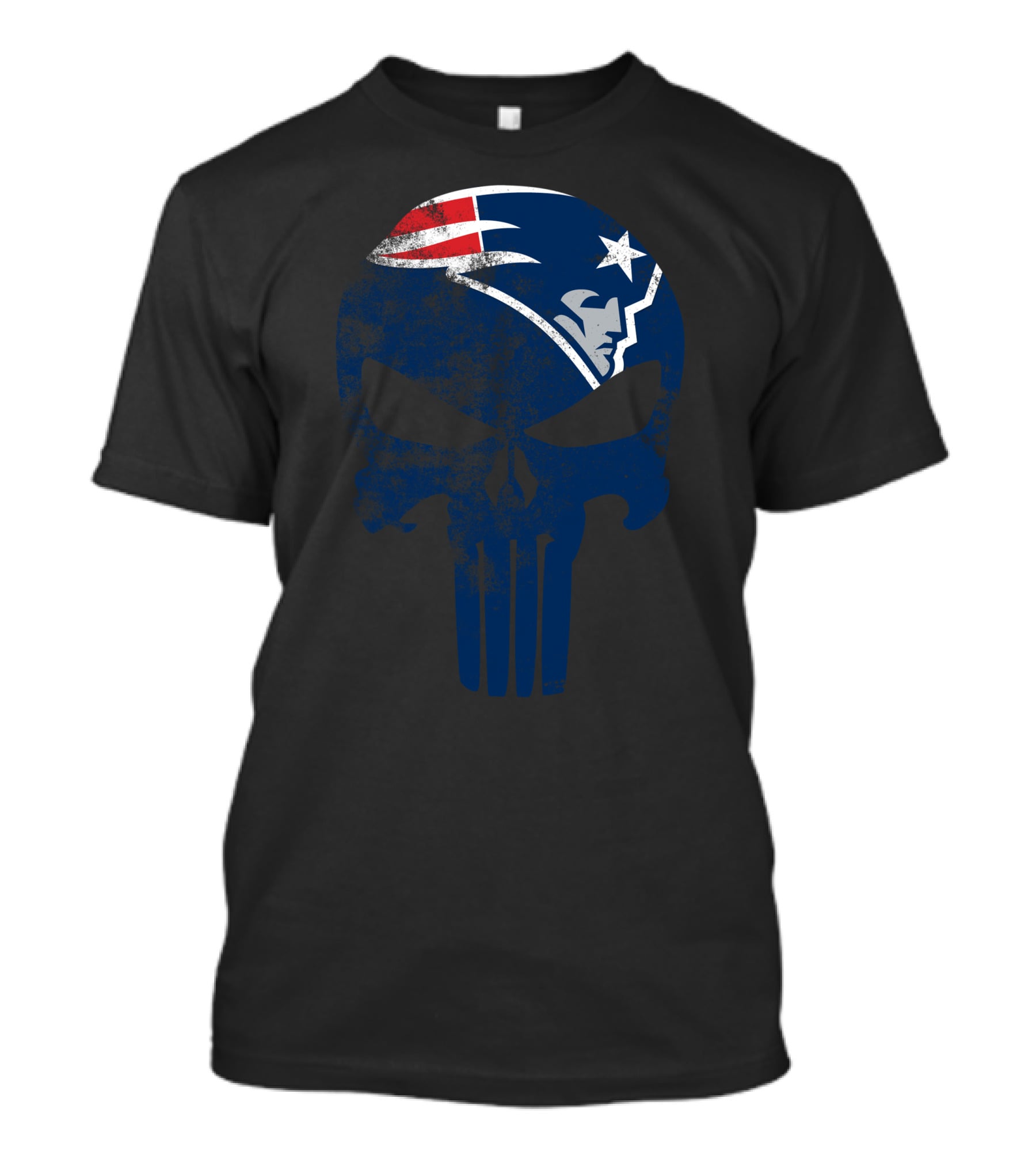 New England Patriots Skull Punisher Logo Fusion T-Shirt