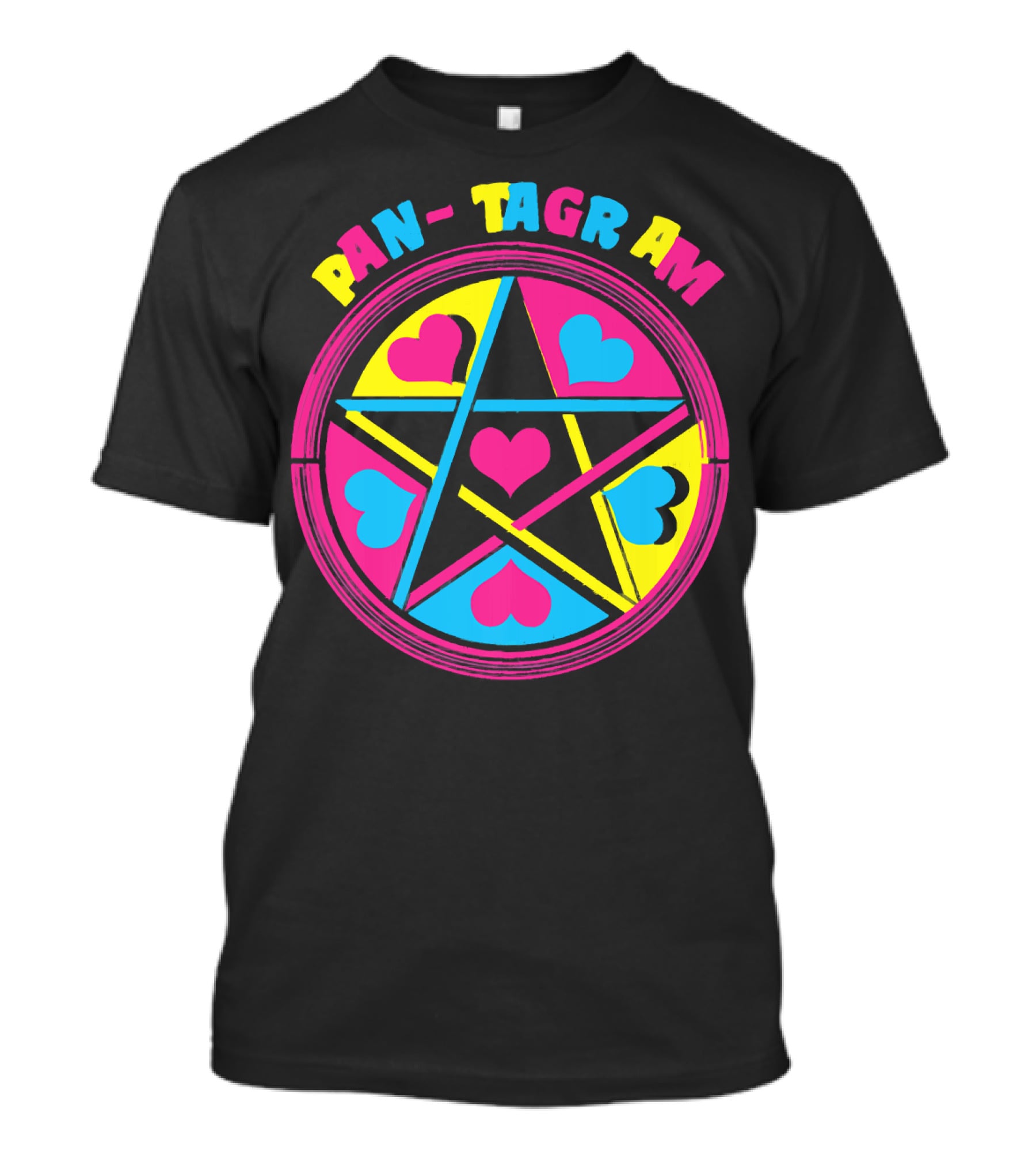PAN-TAGRAM Hearts And Pentagram Retro T-Shirt