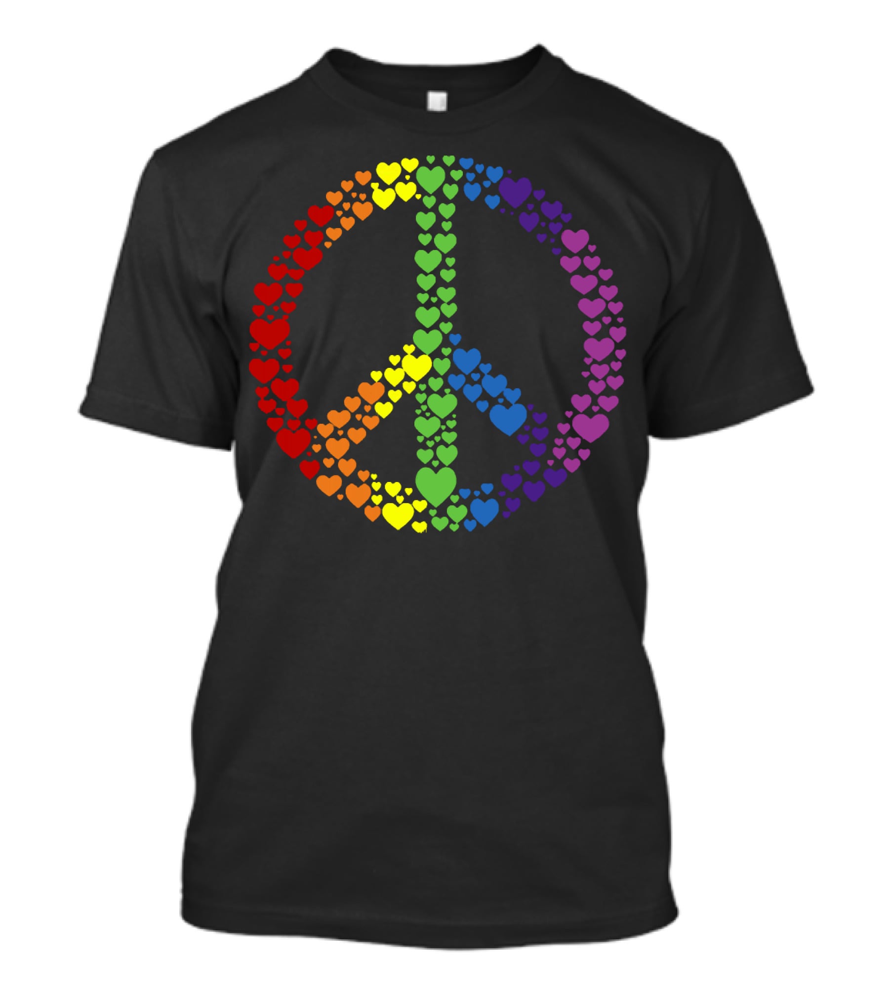 Peace Sign Made Of Rainbow Hearts T-Shirt