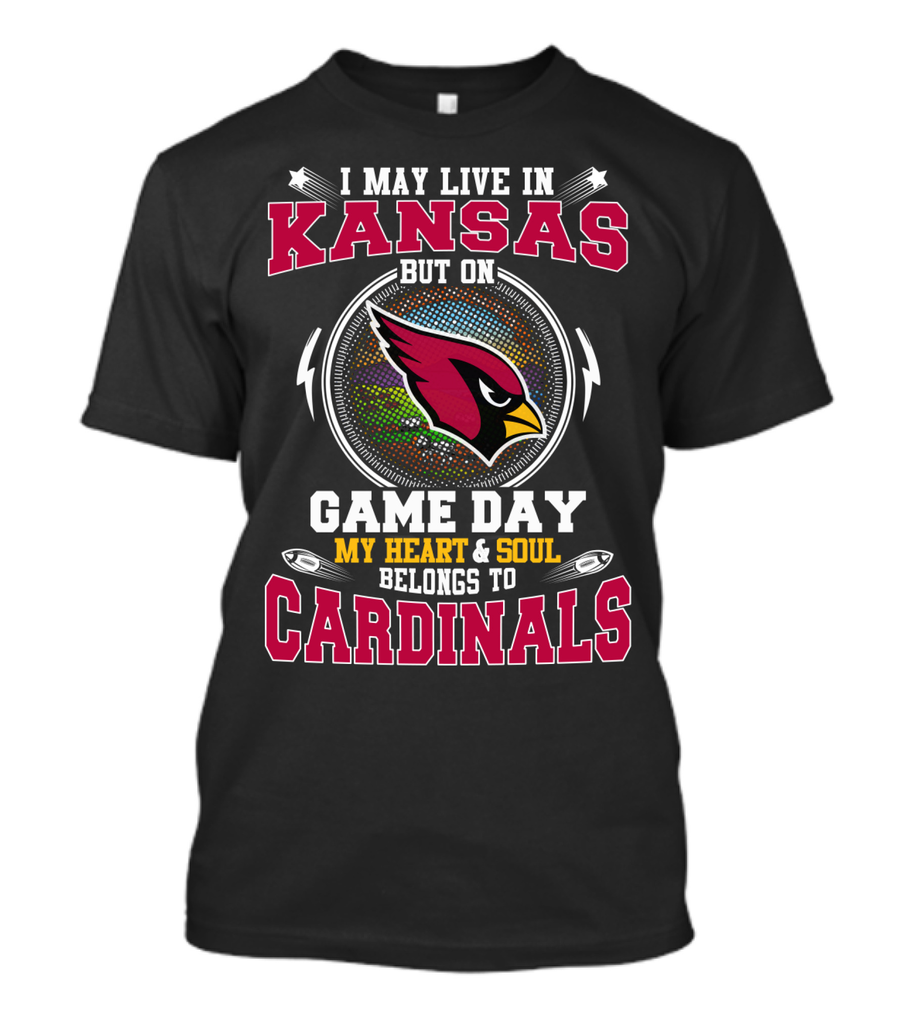 Kansas Game Day Cardinals Heart & Soul T-Shirt