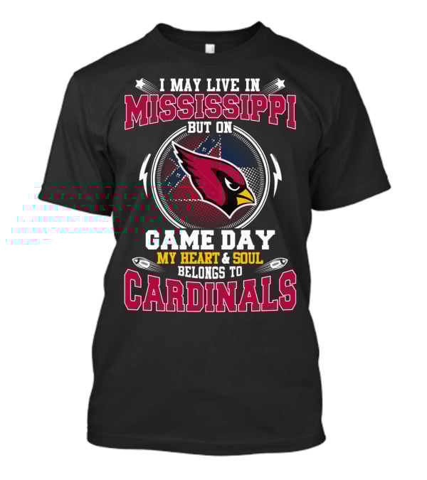 Mississippi Heart Game Day Cardinals T-Shirt