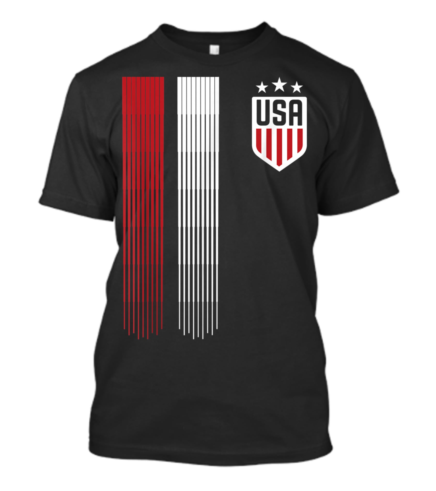 USA Soccer Womens Three Stars Red White Stripes Crest T-Shirt