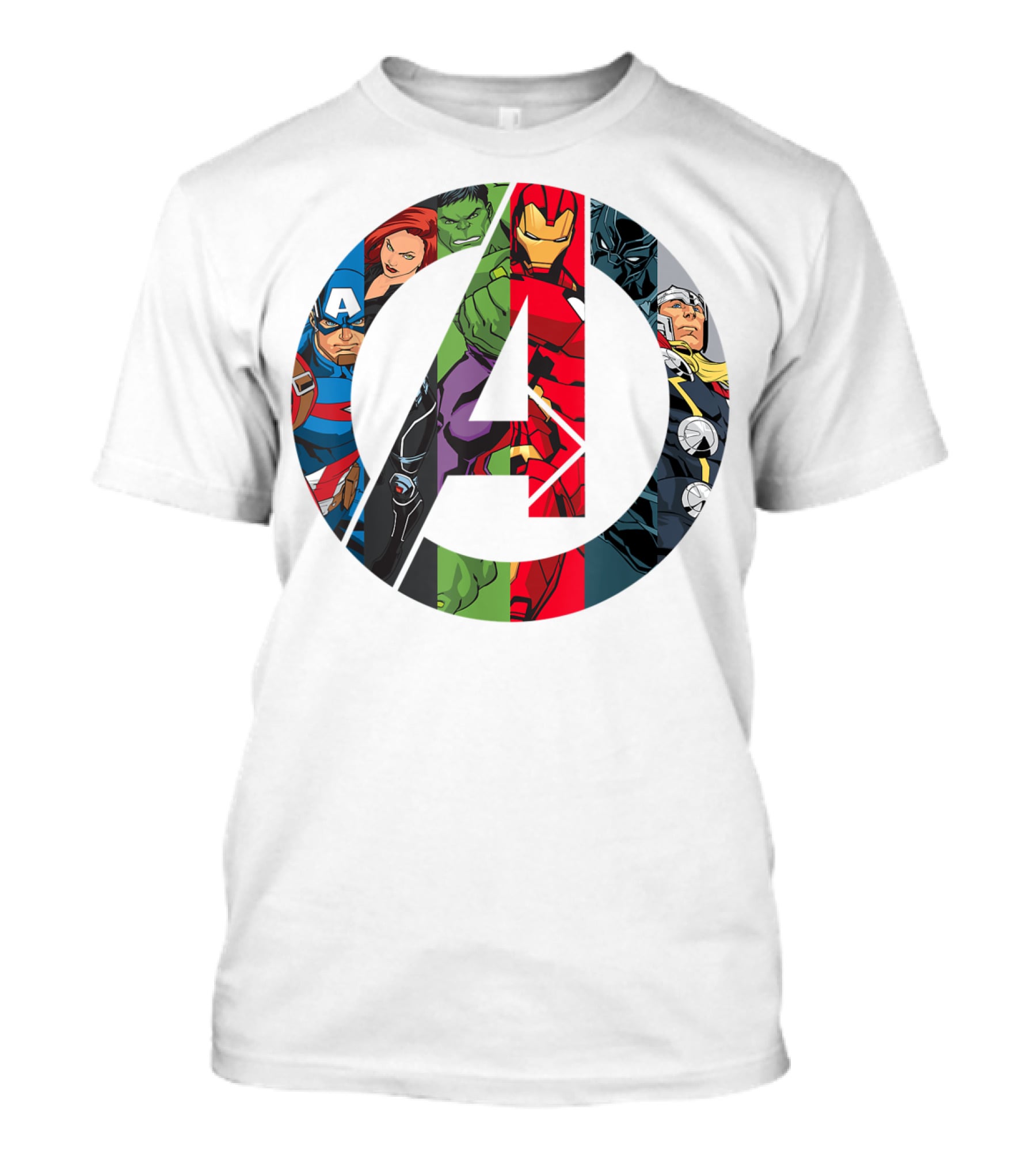 Avengers Assemble Icon With Captain America, Black Widow, Hulk, Iron Man, Black Panther, Thor T-Shirt