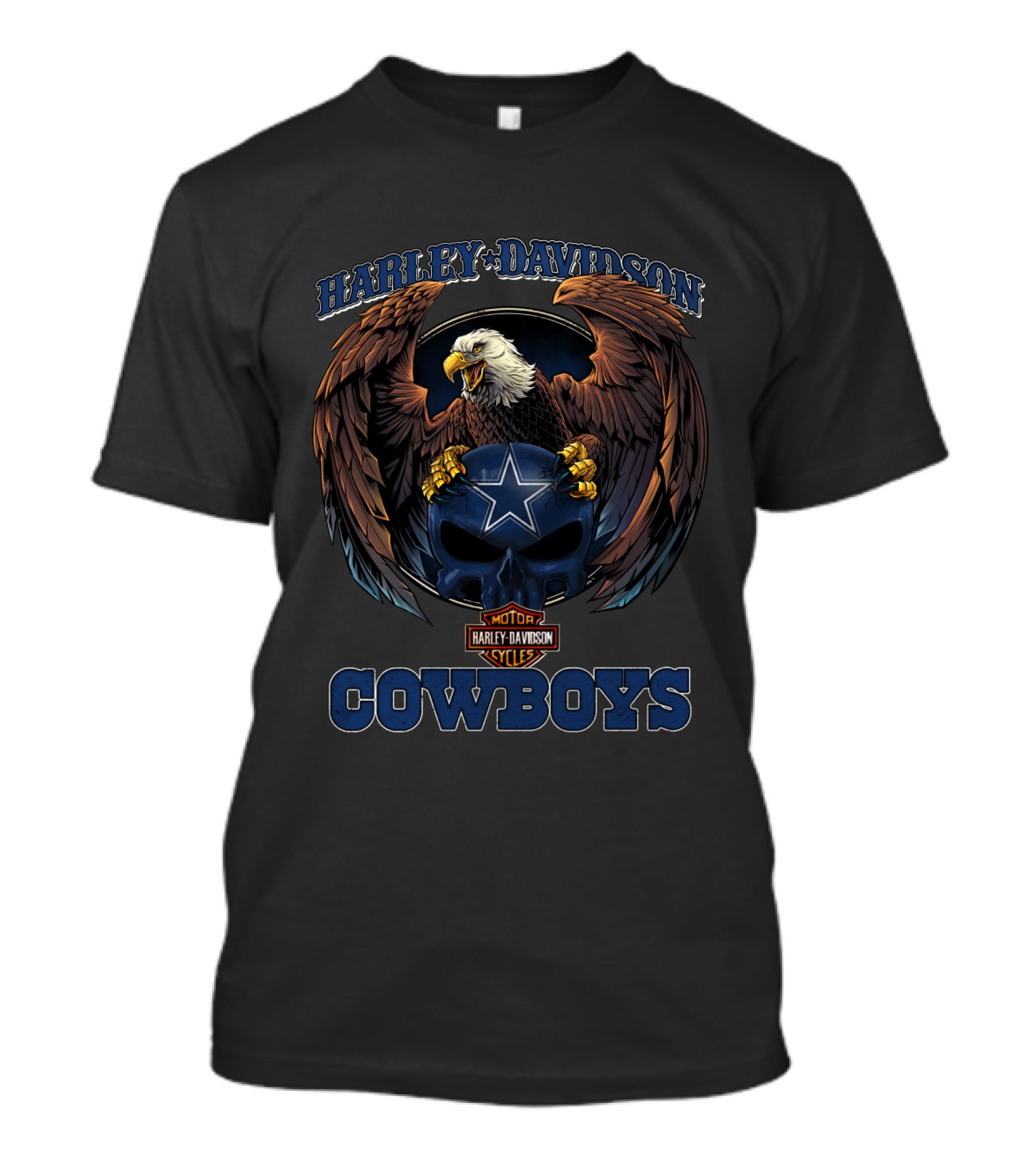 Harley Davidson Motor Cowboys Eagle Skull Dallas T-Shirt
