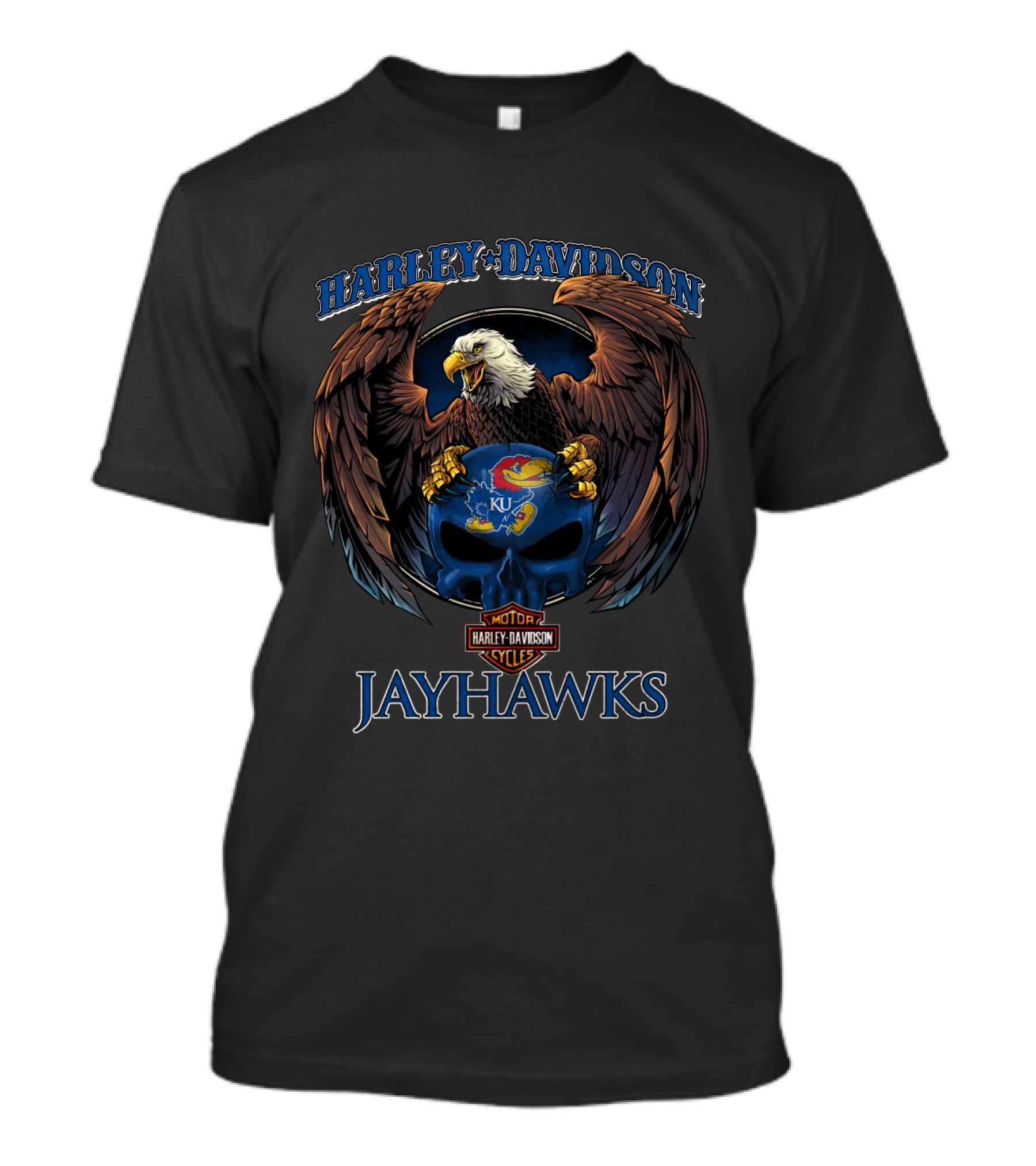 Harley Davidson Kansas Jayhawks Ku Motor Cycles Eagle T-Shirt