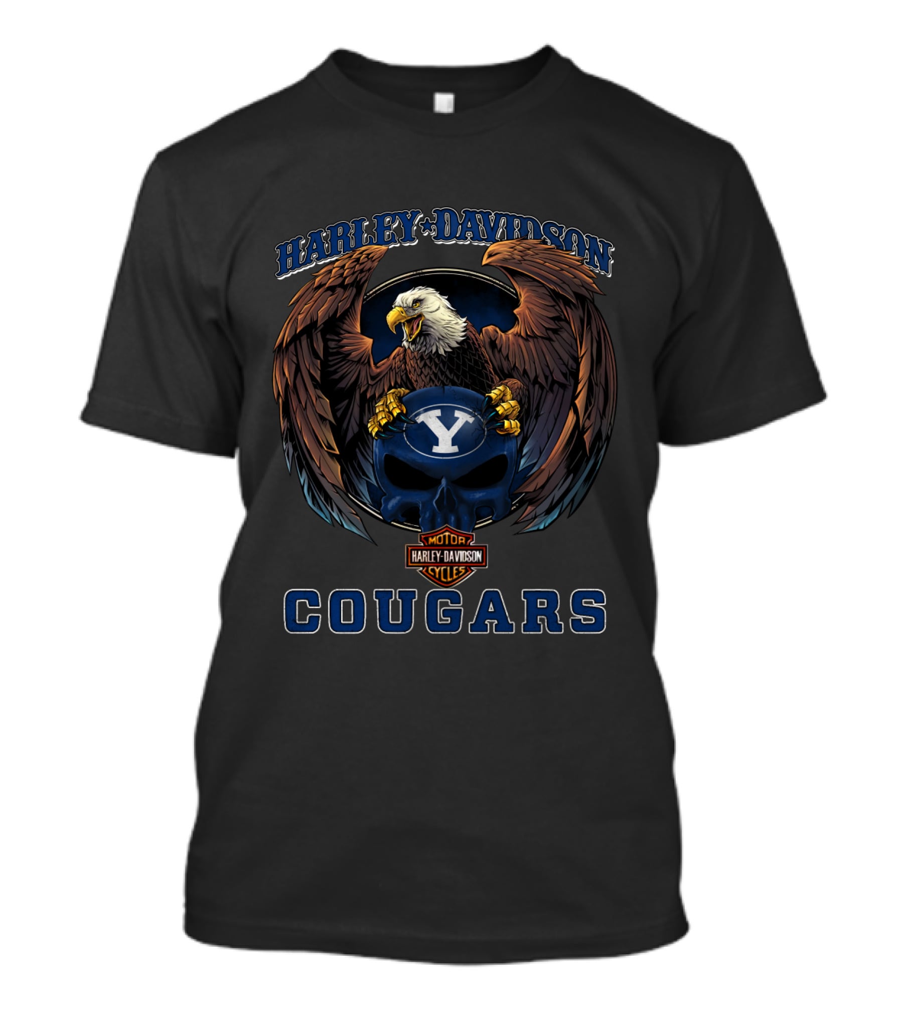 Harley Davidson Byu Cougars Eagle Motor Cycles T-Shirt