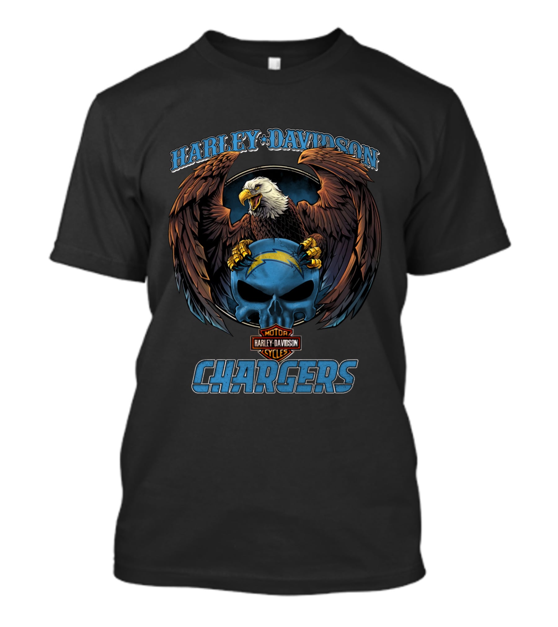 Harley Davidson Los Angeles Chargers Bald Eagle Skull T-Shirt