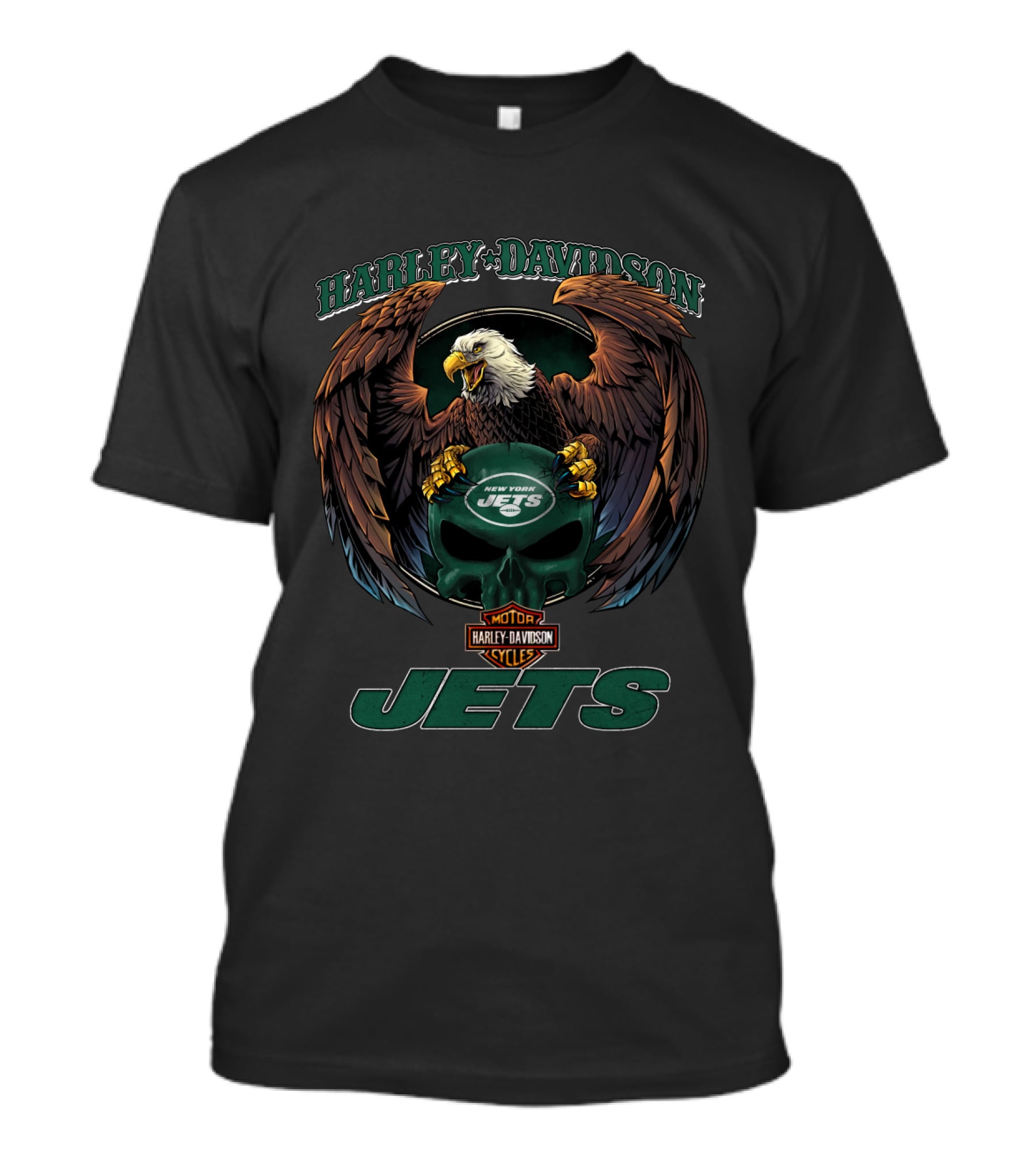 Harley Davidson New York Jets Motorcycle Eagles Motor Cycles T-Shirt
