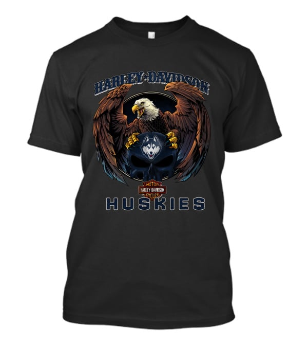 Harley Davidson Eagles Connecticut Huskies Football T-Shirt