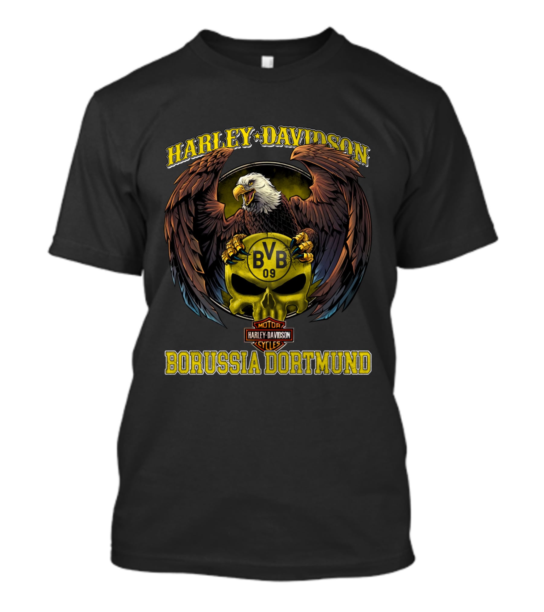 Harley Davidson Bvb 09 Borussia Dortmund Eagle And Skull T-Shirt