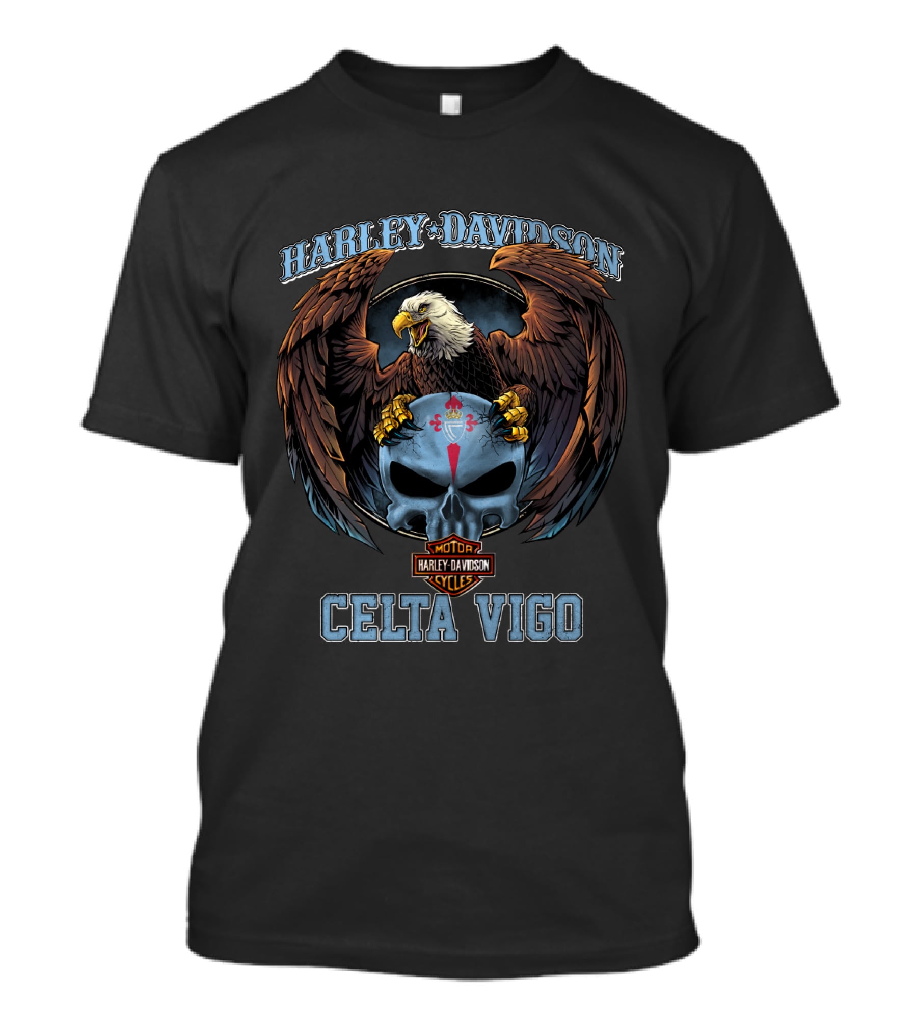 Harley Davidson Motor Cycles Celta Vigo Eagle Skull T-Shirt