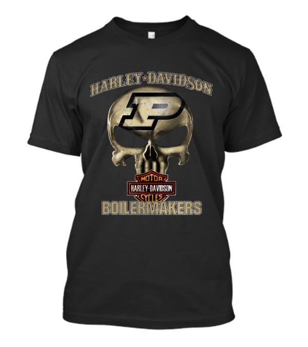 Harley Davidson Purdue Boilermakers Skull Motorcycles T-Shirt