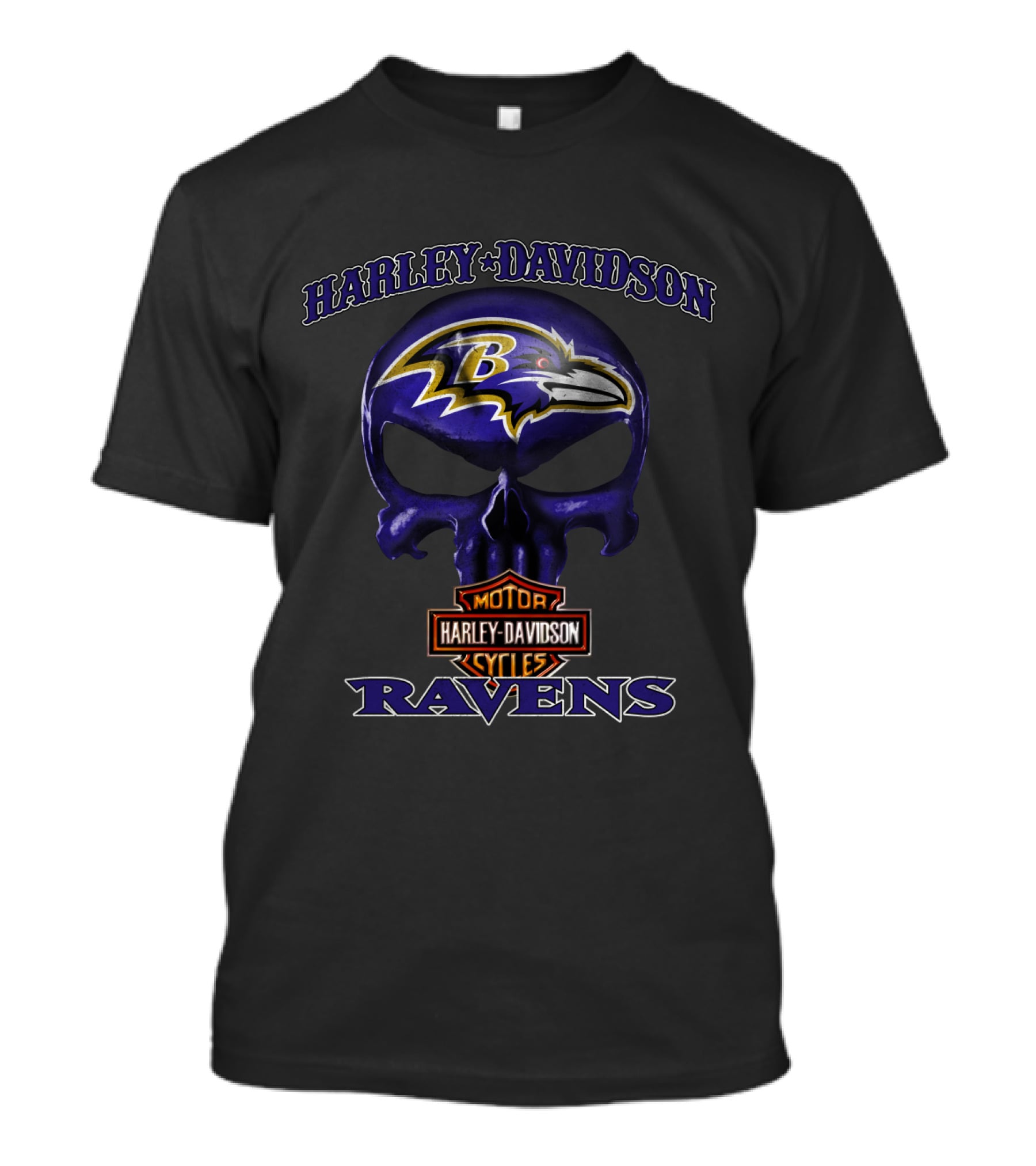 Harley Davidson Skull Baltimore Ravens Motor Cycles Nfl T-Shirt