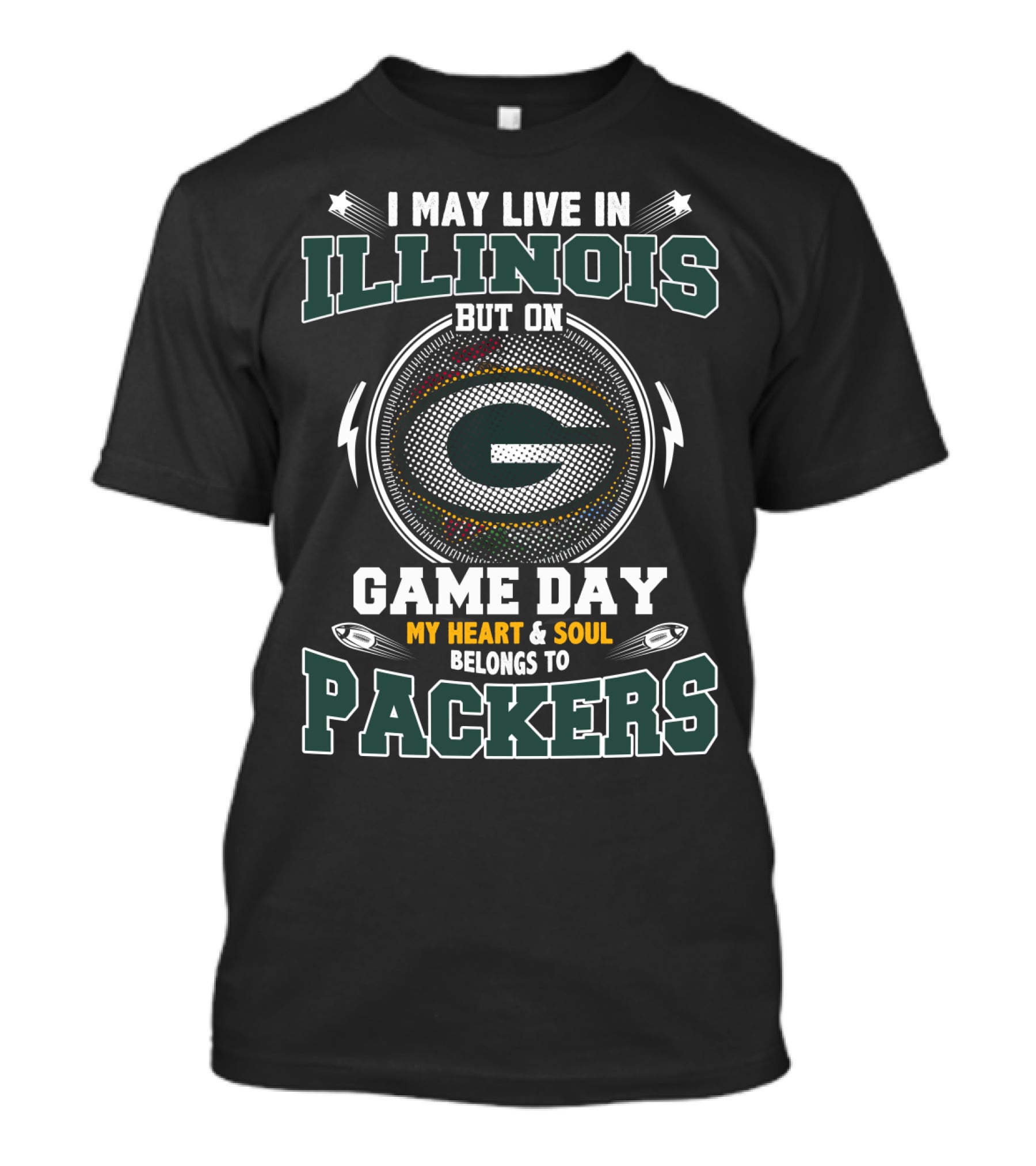 ILLINOIS GAME DAY MY HEART And SOUL BELONGS TO PACKERS T-Shirt