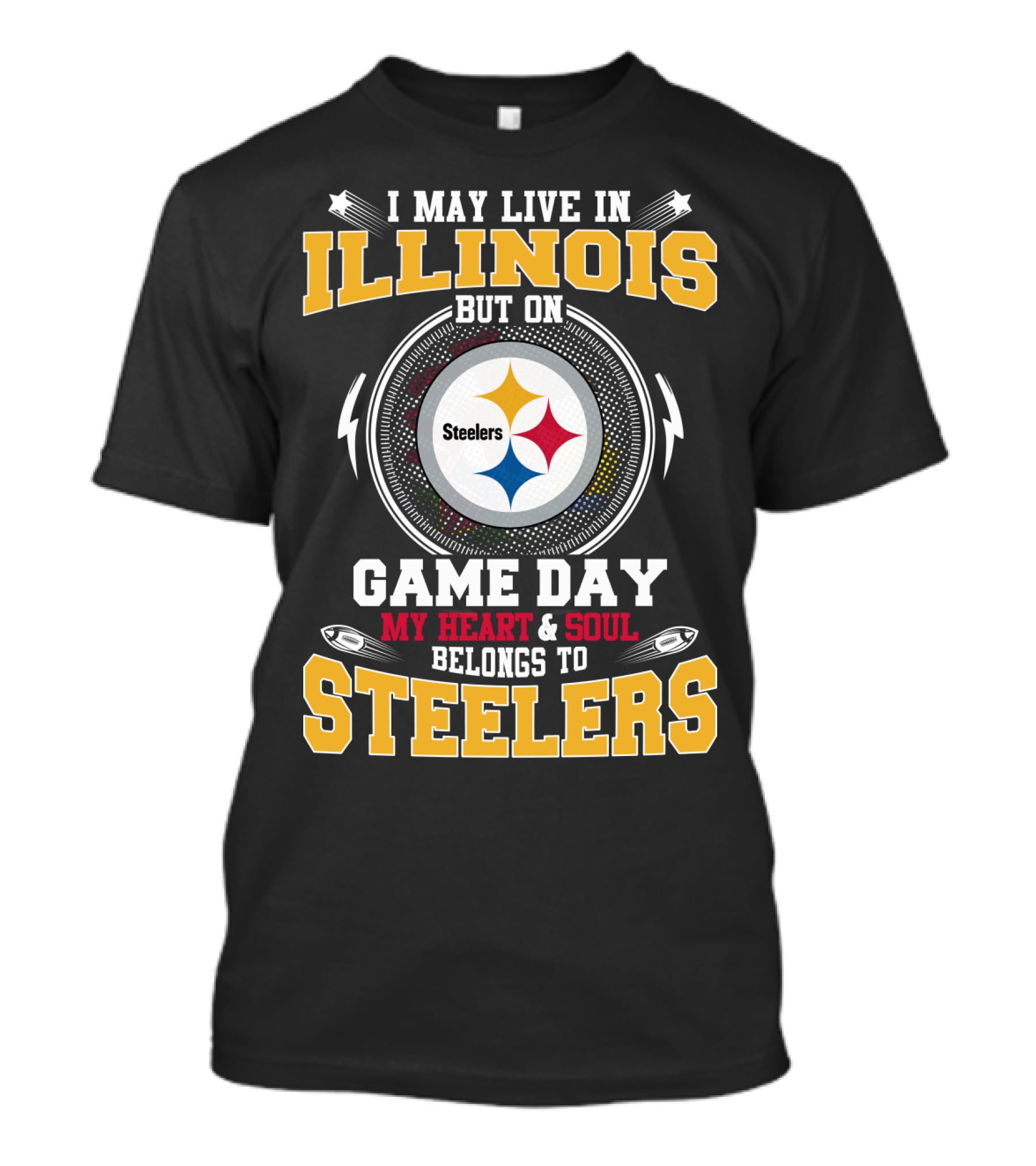 ILLINOIS GAME DAY HEART AND SOUL BELONGS TO STEELERS T-Shirt
