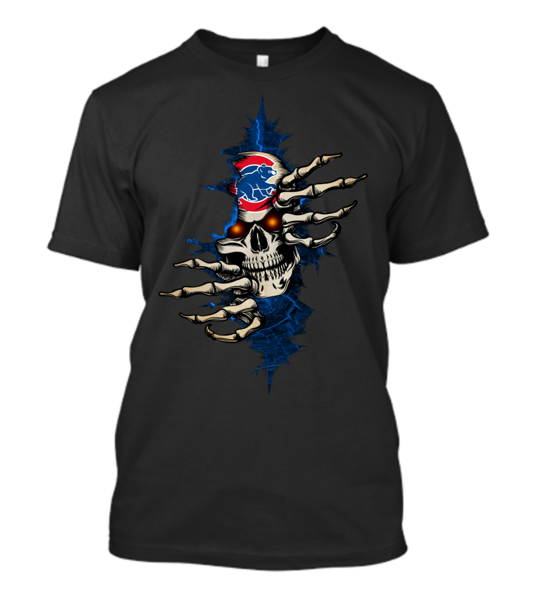 Skull Cubs Mascot With Skeletal Hand And Glowing Eyes T-Shirt