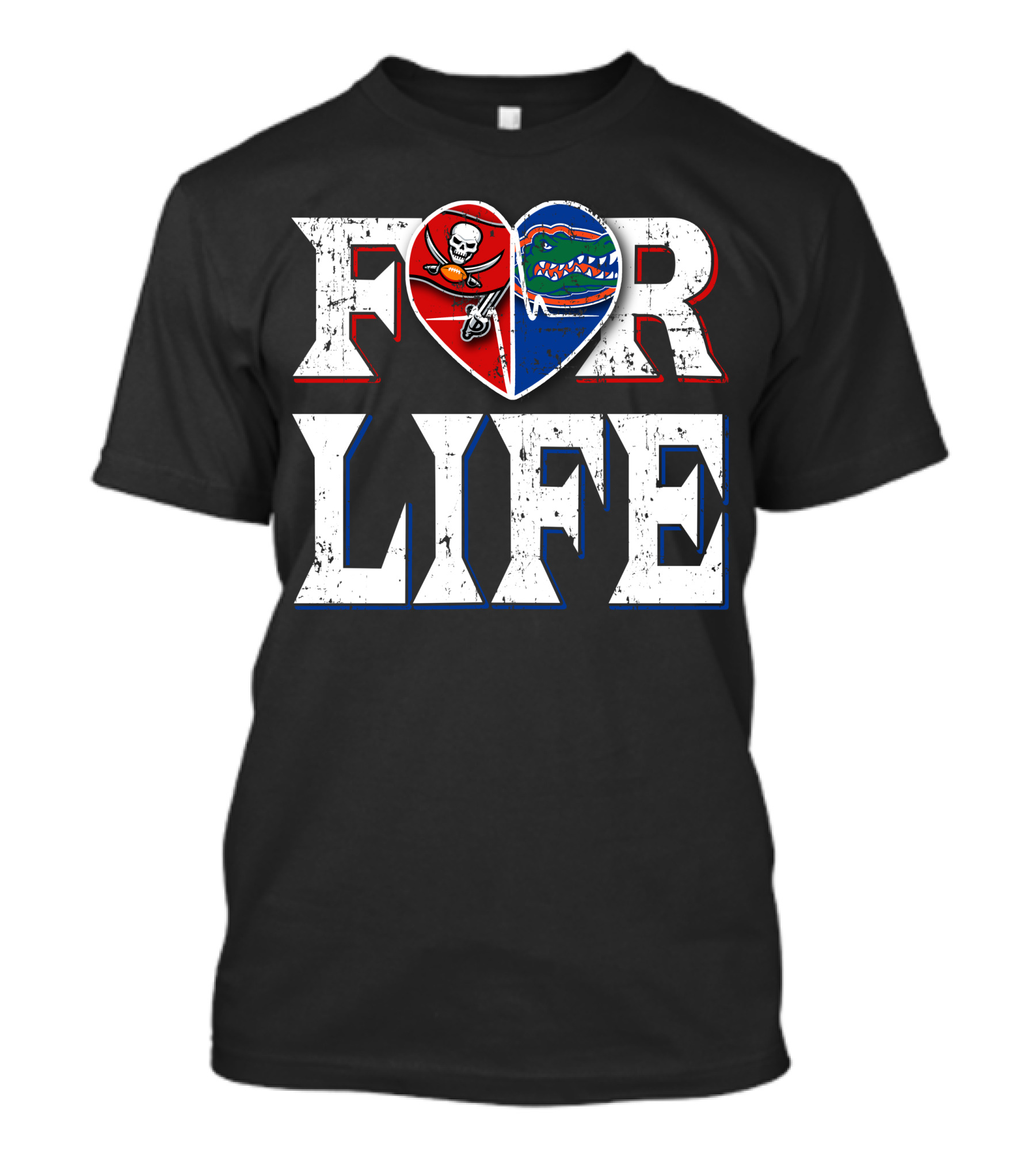 For Life Buccaneers Gators Heart Shape T-Shirt