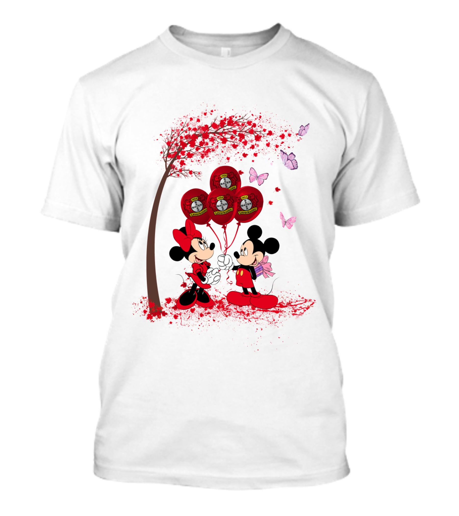 Bundesliga Bayer 04 Leverkusen Balloons With Mickey And Minnie T-Shirt