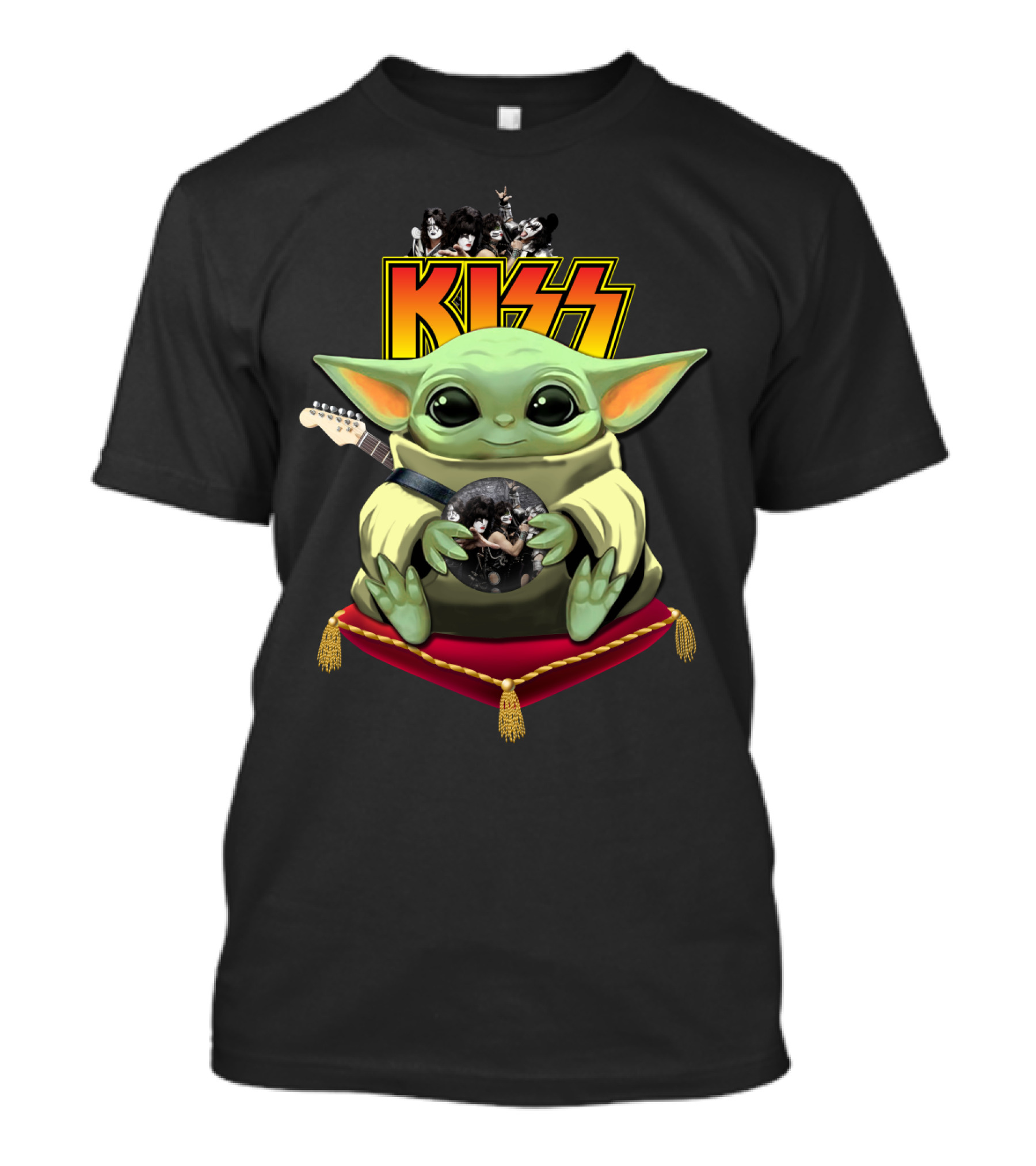 Kiss DH 35 Baby Yoda With Guitar And Band Members T-Shirt