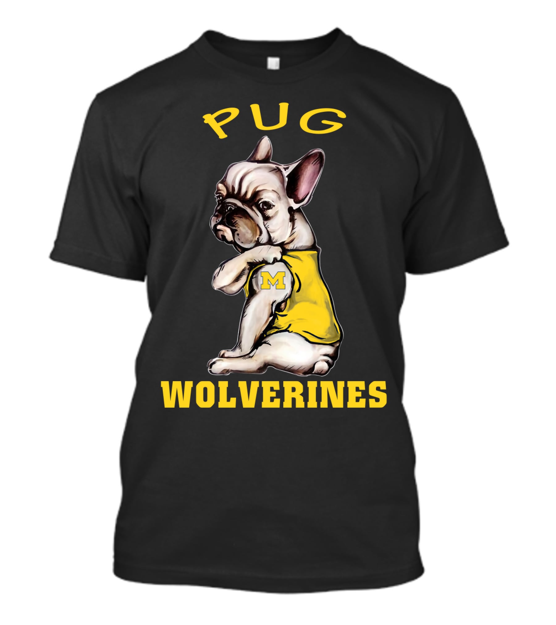 Pug Wolverines M Football Dog T-Shirt