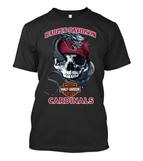 Harley Davidson Motorcycles Arizona Cardinals Skull Snake T-Shirt