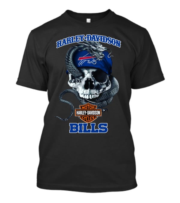 Harley Davidson Buffalo Bills Skull With Snake T-Shirt