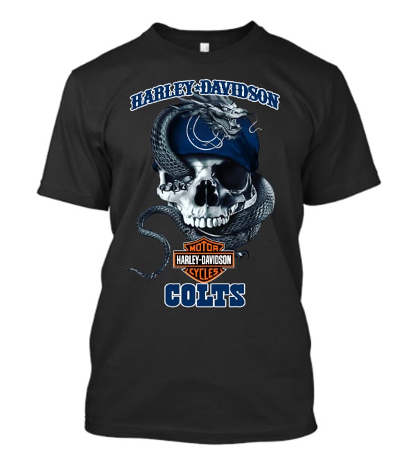Harley Davidson Motor Cycles Skull Snake Colts Indianapolis T-Shirt