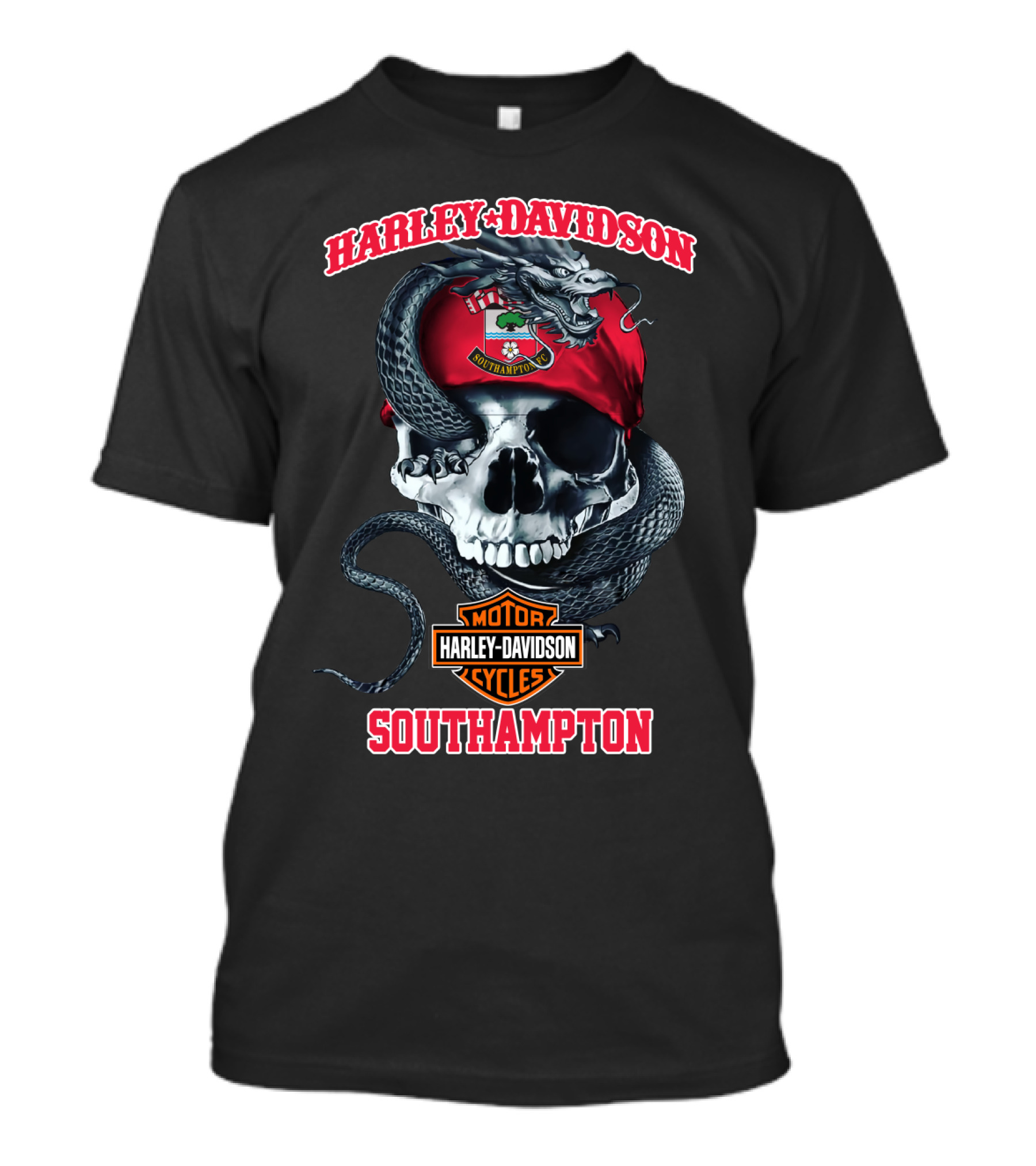 Harley Davidson Motor Cycles Skull Snake Southampton T-Shirt