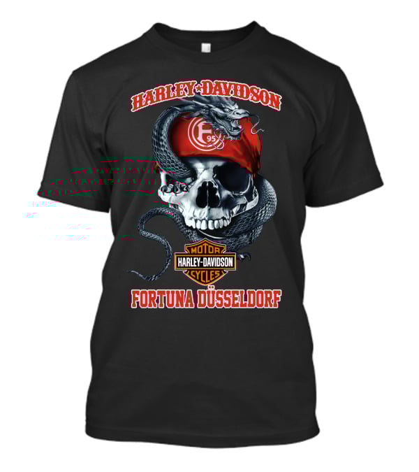 Harley Davidson Motor Cycles Fortuna Düsseldorf F95 Skull And Snake T-Shirt