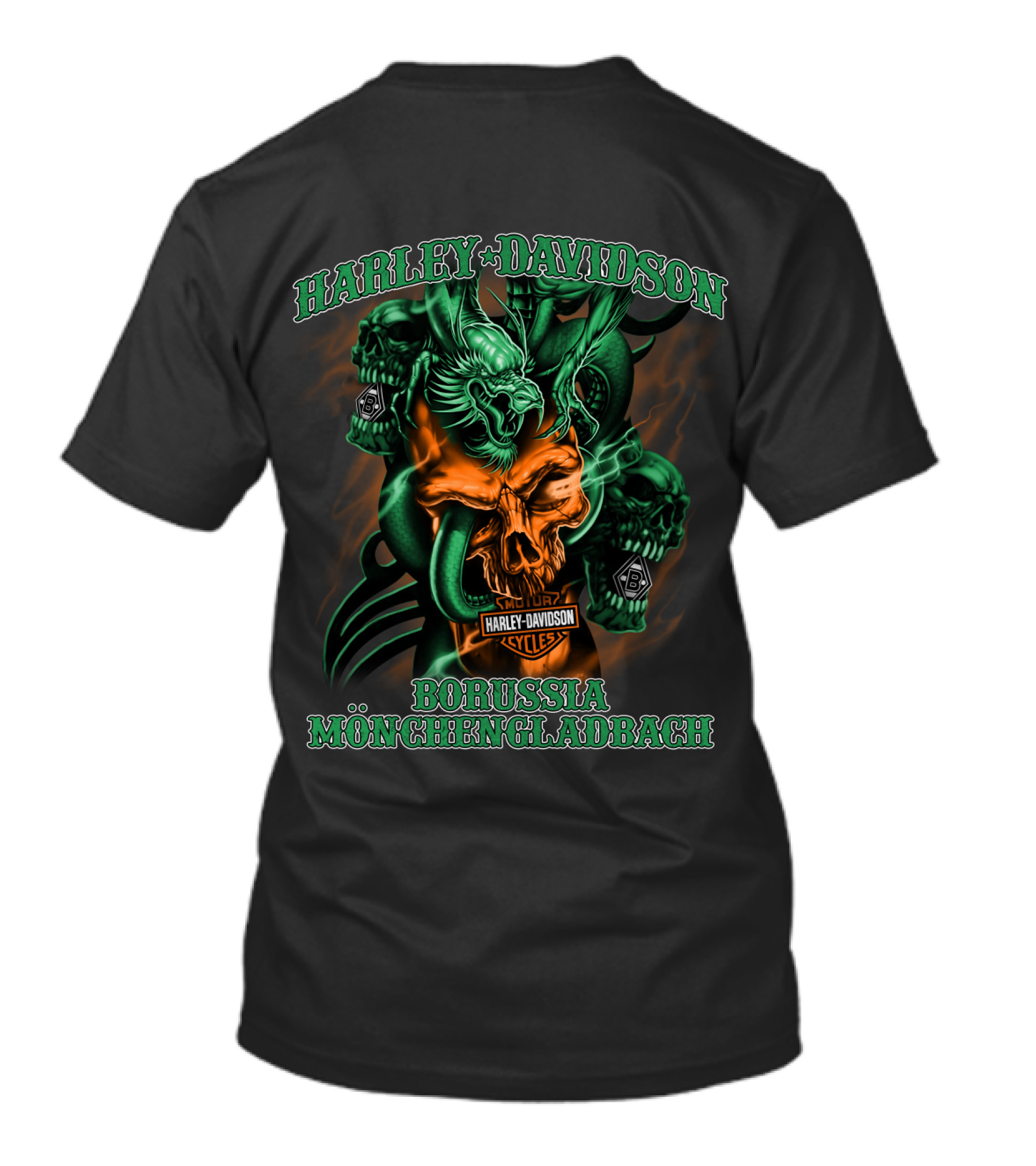 Harley Davidson Borussia Mönchengladbach Cycles Skull Dragon T-Shirt
