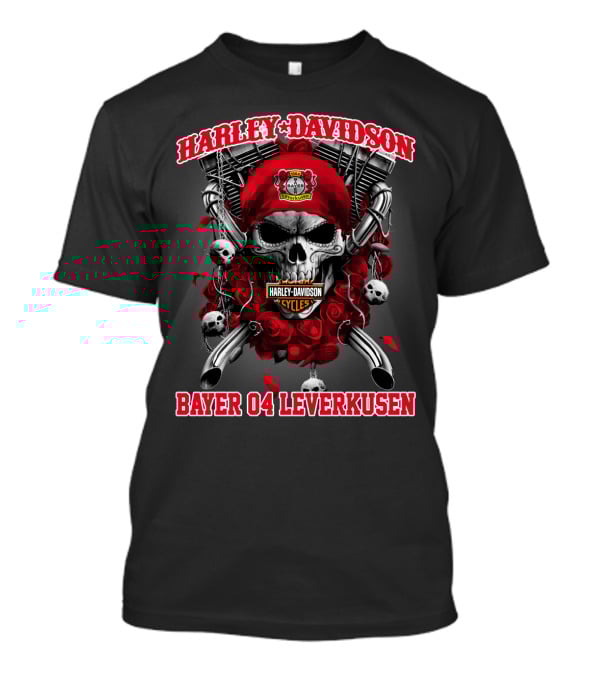 Harley Davidson Cycles Skull Bayer 04 Leverkusen T-Shirt