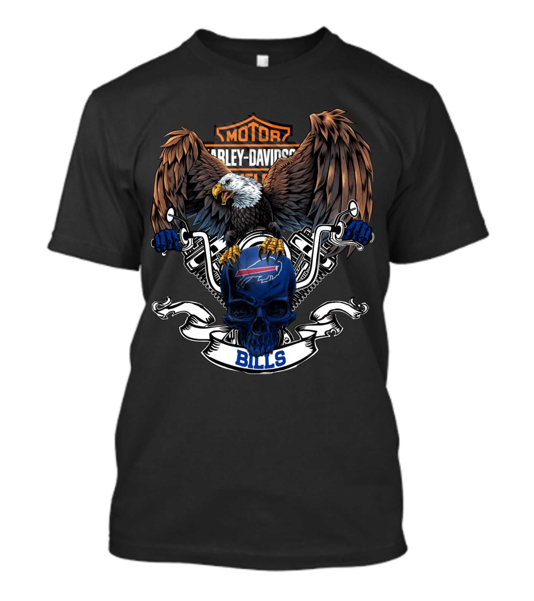 Motor Harley Davidson Cycles Eagle Skull Bills Nfl Buffalo Bills T-Shirt