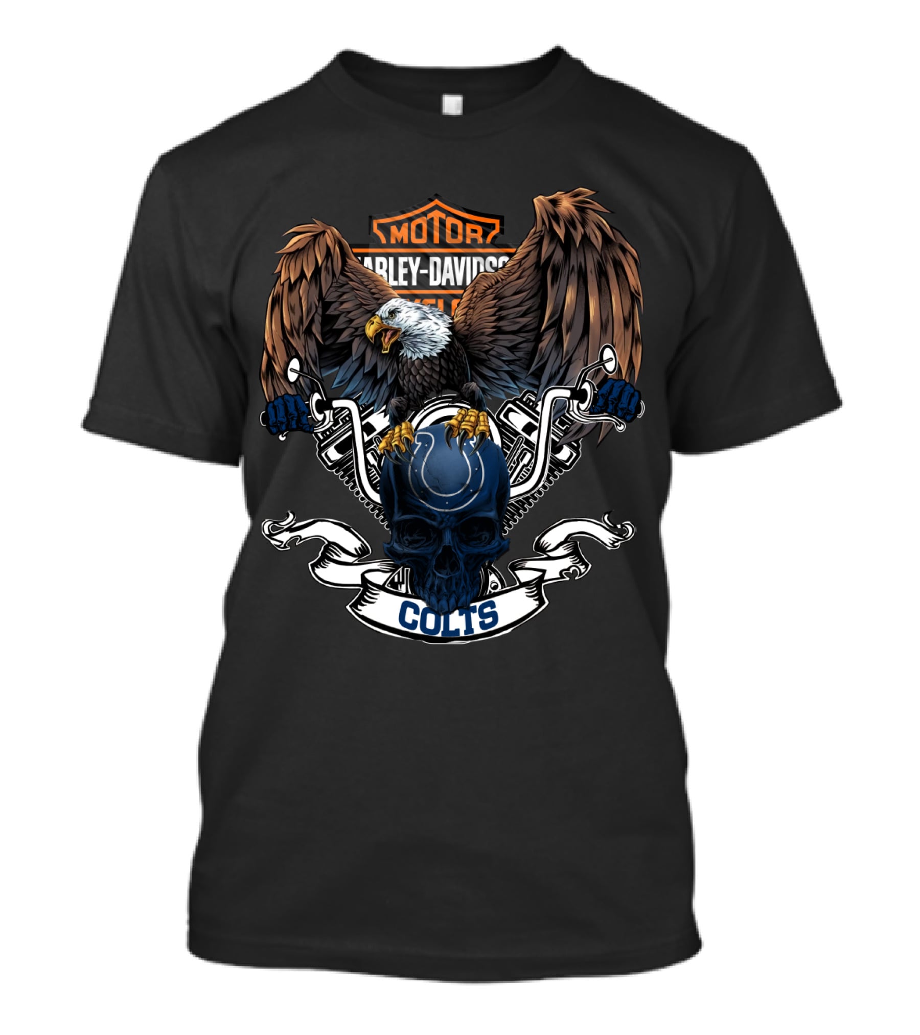 Motor Harley Davidson Cycles Colts Eagle Skull T-Shirt